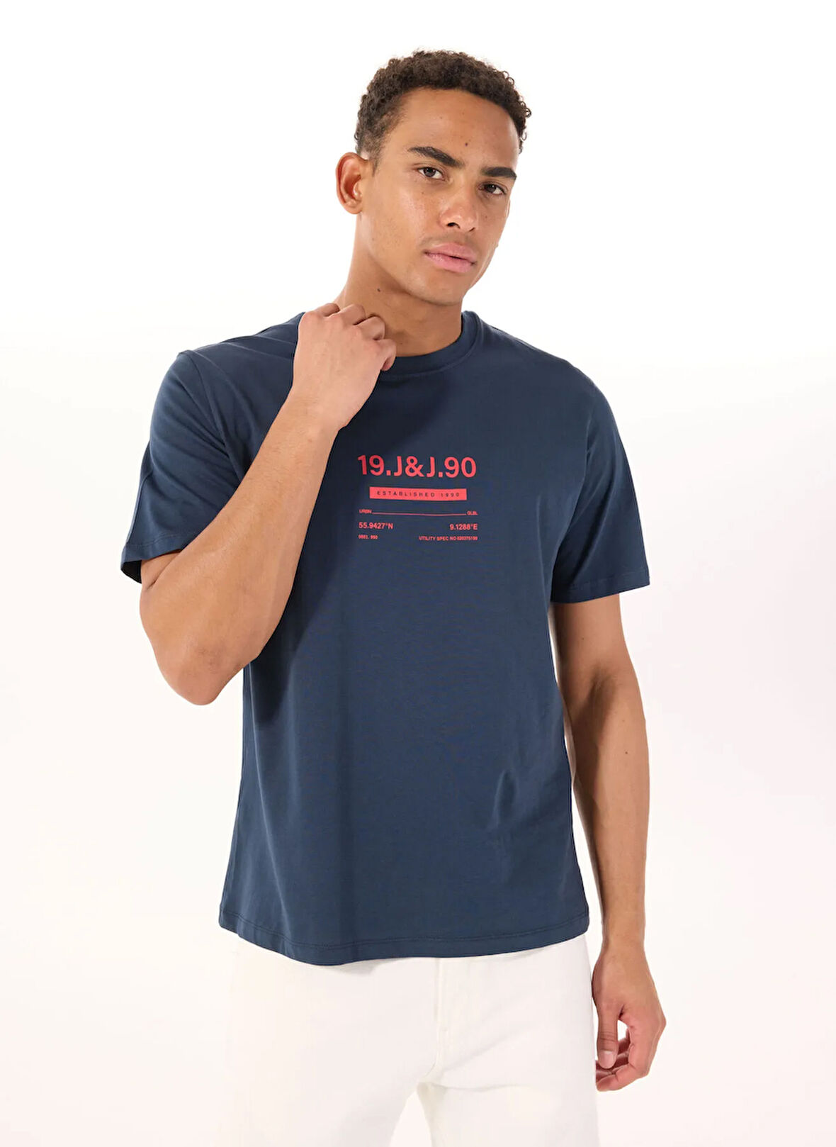 Jack & Jones Bisiklet Yaka Lacivert Erkek T-Shirt 12288506_JCOOLE TEE SS CREW NECK BS