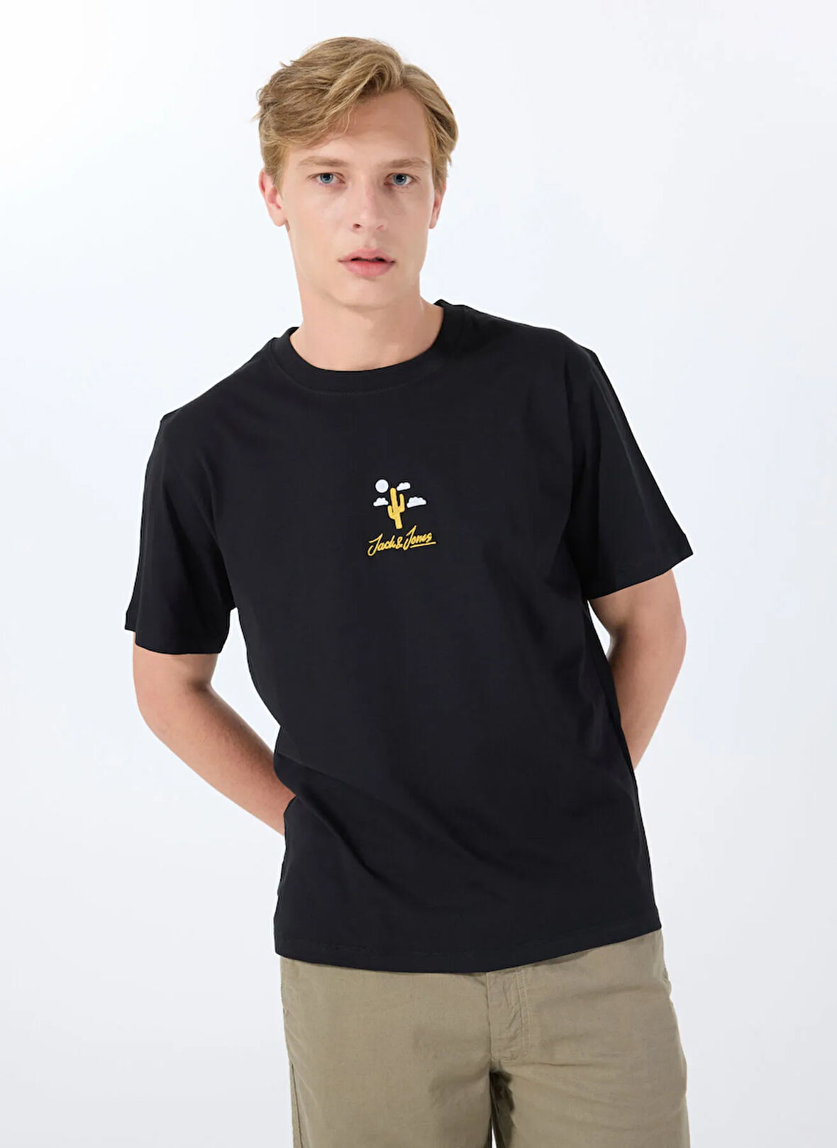 Jack & Jones Bisiklet Yaka Siyah Erkek T-Shirt 12288513_JORCACTUS TEE SS CREW NECK