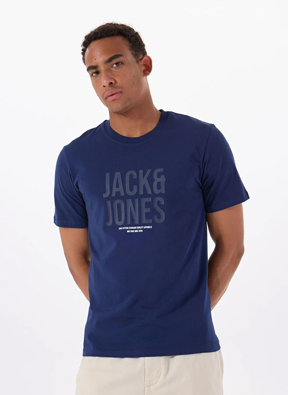 Jack & Jones Bisiklet Yaka Lacivert Erkek T-Shirt 12288525_JCOTONAL TEE SS CREW NECK