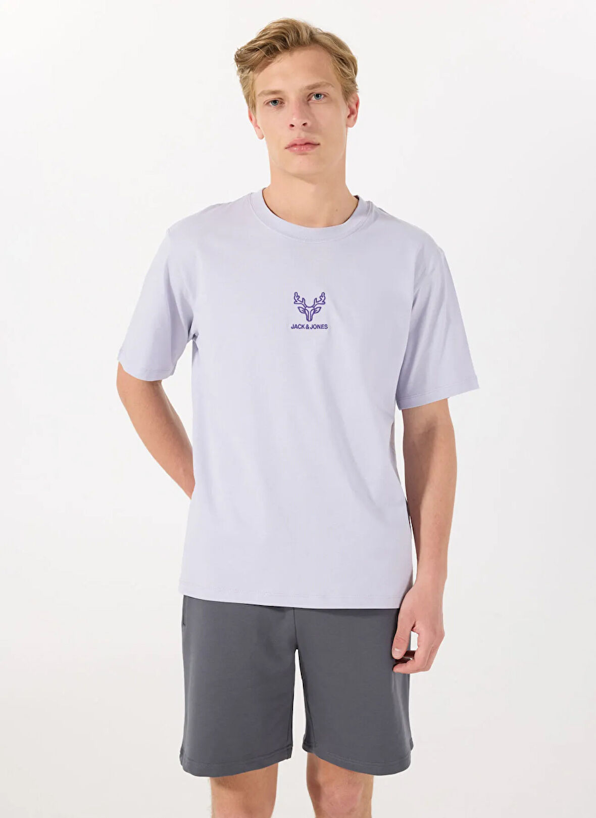 Jack & Jones Bisiklet Yaka Açık Mor Erkek T-Shirt 12288517_JORANIMAL TEE SS CREW NECK