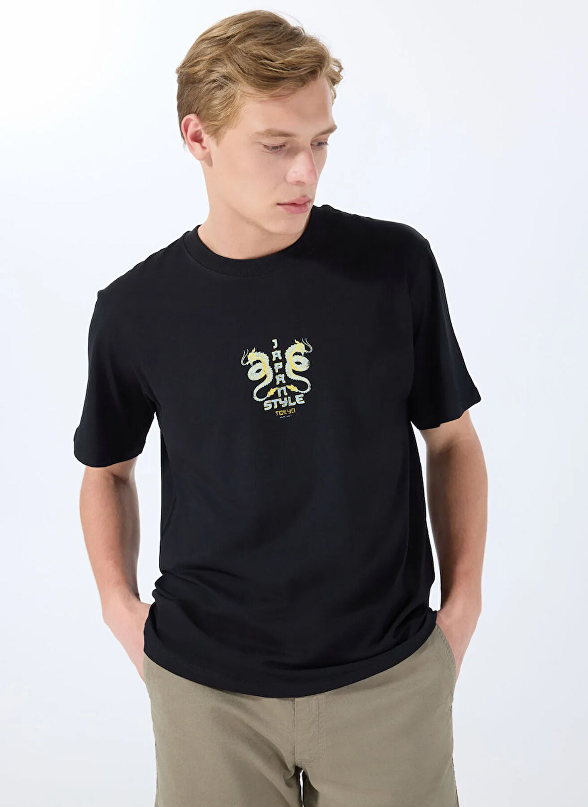 Jack & Jones Bisiklet Yaka Siyah Erkek T-Shirt 12288568_JORDRAGON TEE SS CREW NECK