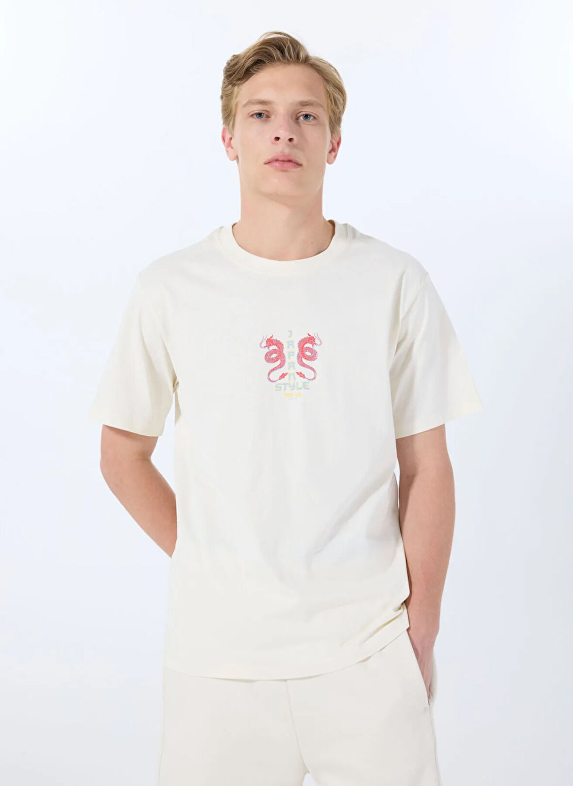 Jack & Jones Bisiklet Yaka Beyaz Erkek T-Shirt 12288568_JORDRAGON TEE SS CREW NECK