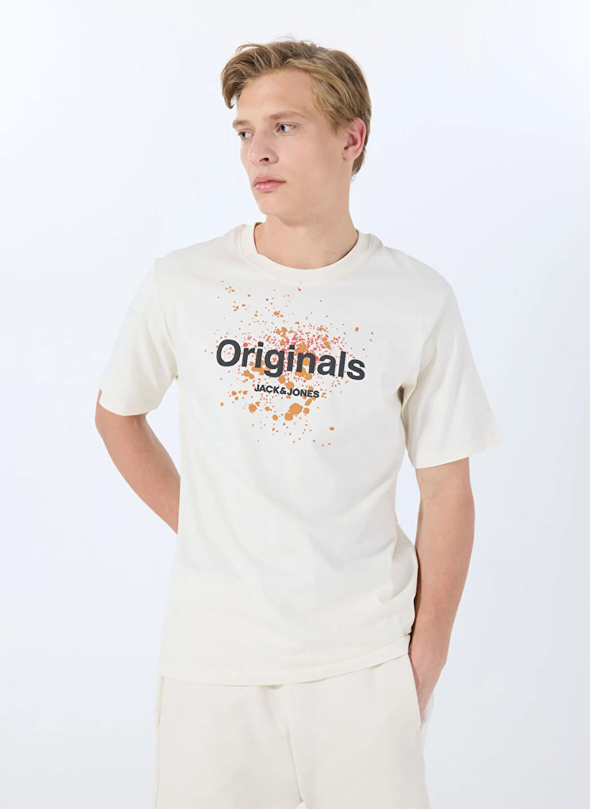 Jack & Jones Bisiklet Yaka Beyaz Erkek T-Shirt 12288515_JORSPLASH TEE SS CREW NECK