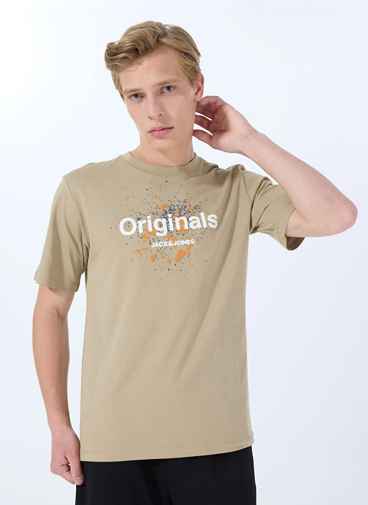 Jack & Jones Bisiklet Yaka Bej Erkek T-Shirt 12288515_JORSPLASH TEE SS CREW NECK