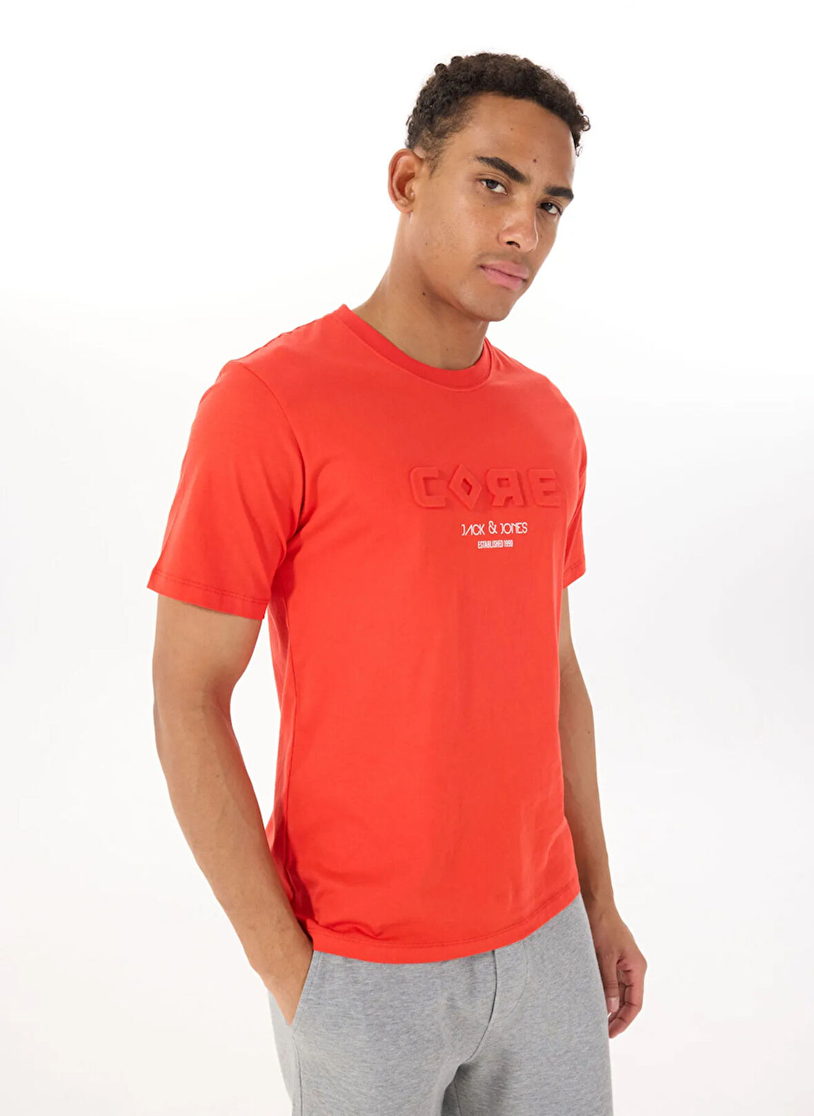 Jack & Jones Bisiklet Yaka Kırmızı Erkek T-Shirt 12288526_JCOBEYOND TEE SS CREW NECK