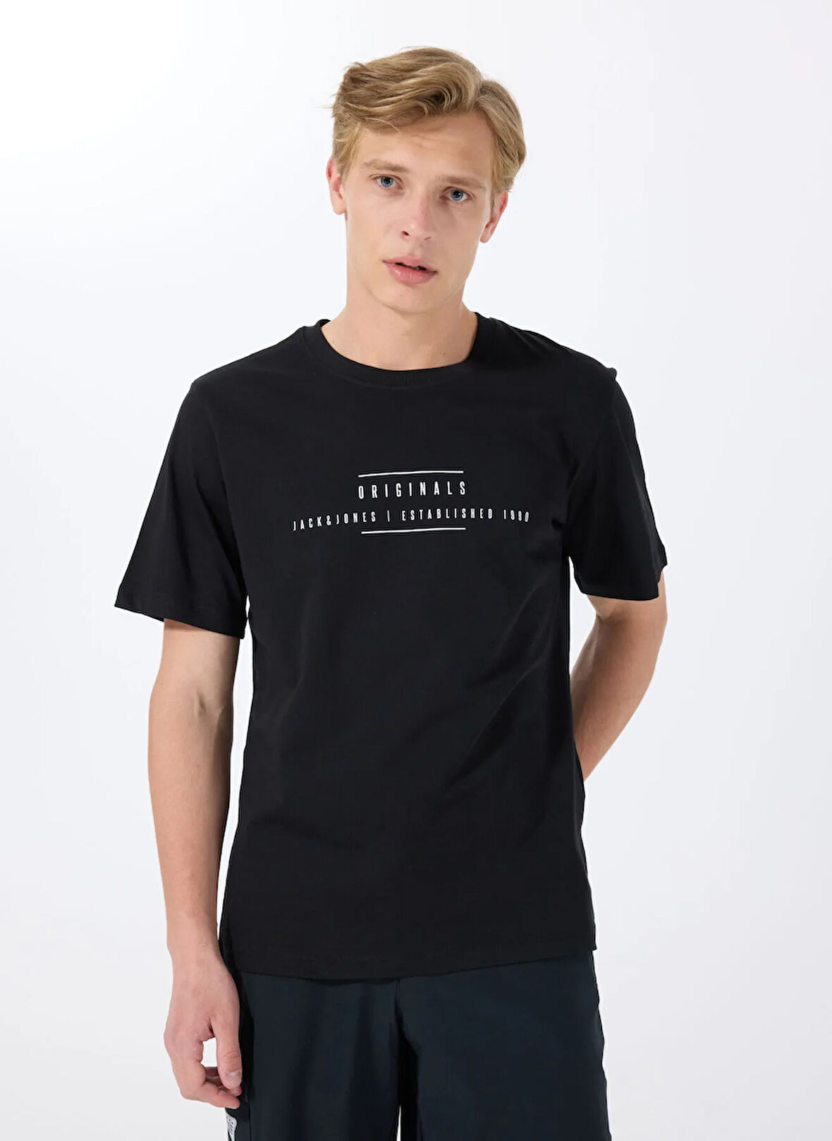 Jack & Jones Bisiklet Yaka Siyah Erkek T-Shirt 12288375_JORREMINDER TEE SS CREW NE