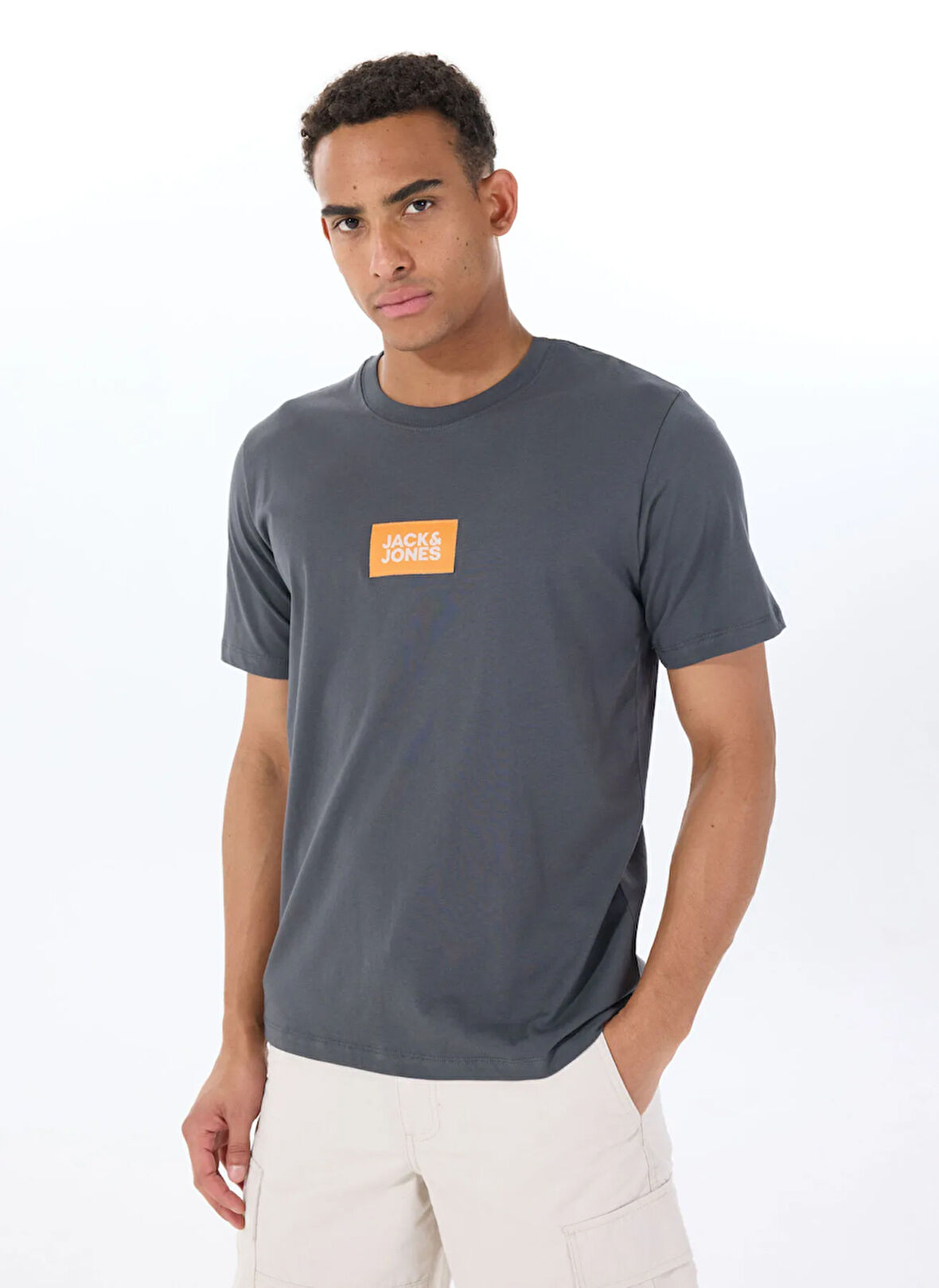 Jack & Jones Bisiklet Yaka Füme Erkek T-Shirt 12288519_JPRBLUZOEY TEE SS CREW NEC