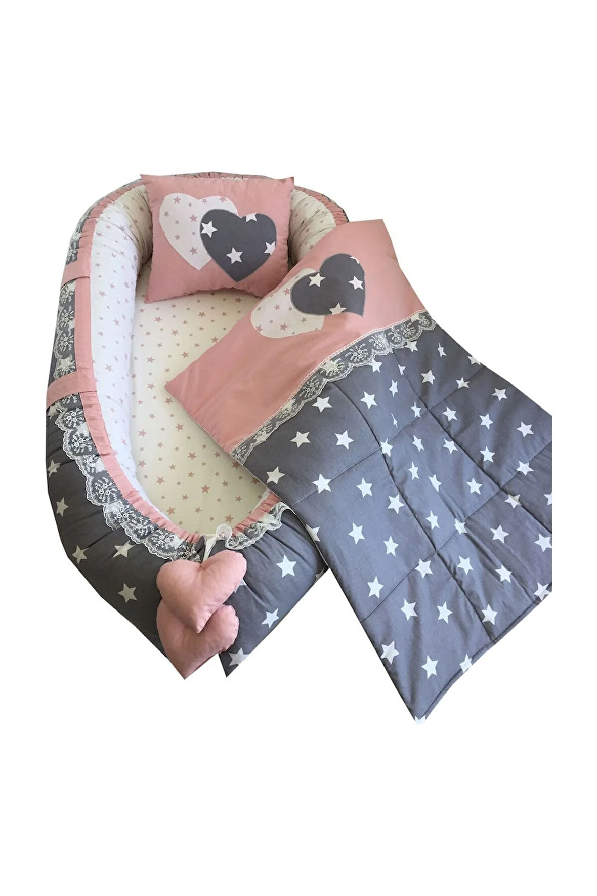 Nest Gri Yıldız 3'lü Jaju-babynest Anne Yanı Bebek Yuvası