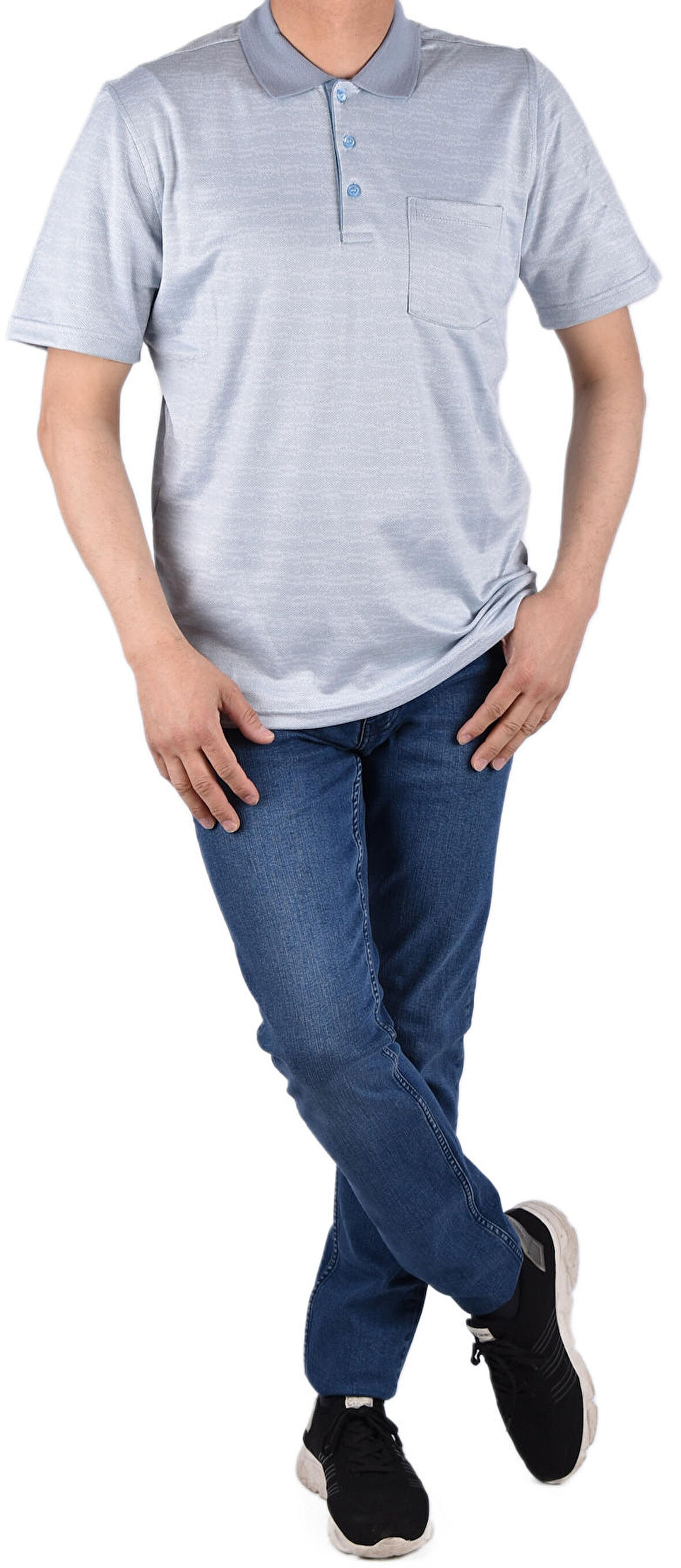 RYM-7720 POLO YAKA CEPLİ TİŞÖRT/MAVİ/2XL