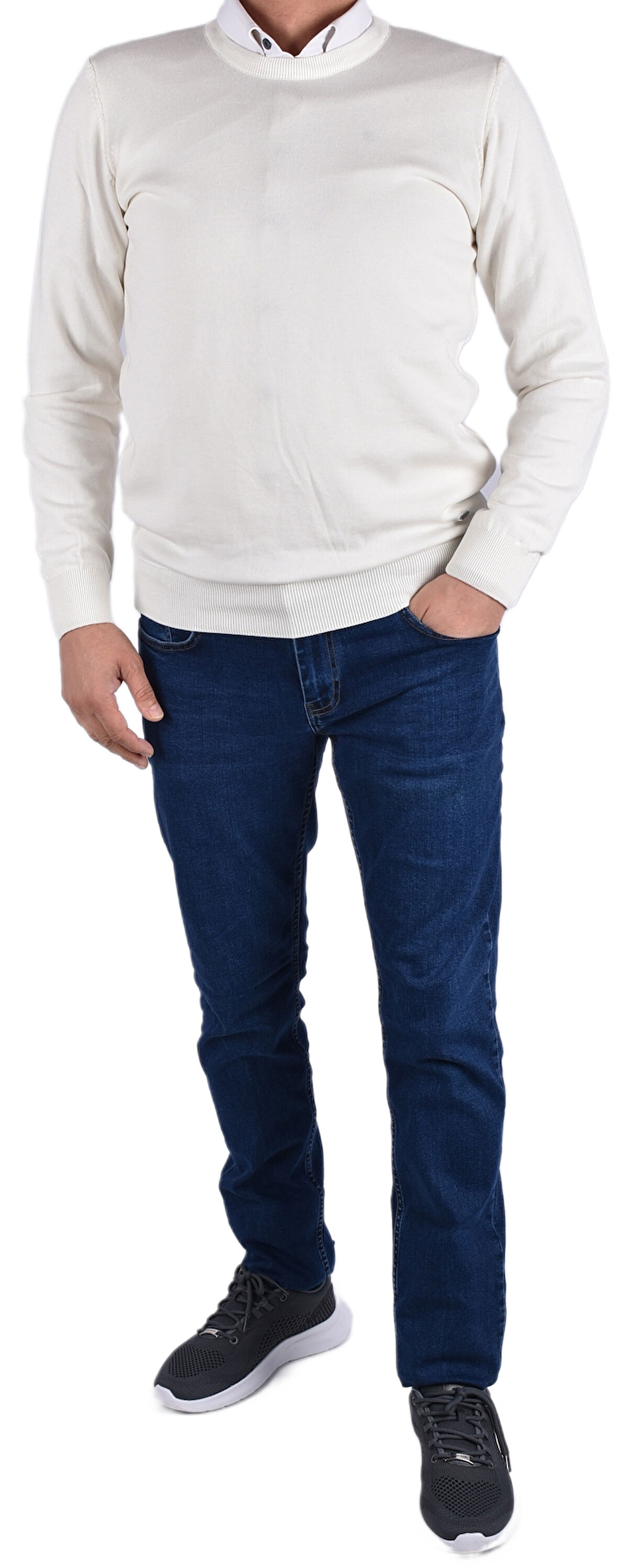 RYM-22920 BİSİKLET YAKA KAZAK/EKRU/XL