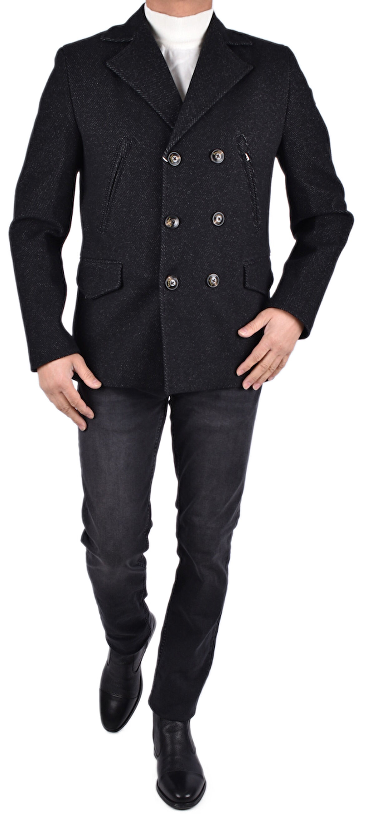 BRG-71145 KRUVAZE KABAN/SİYAH/58