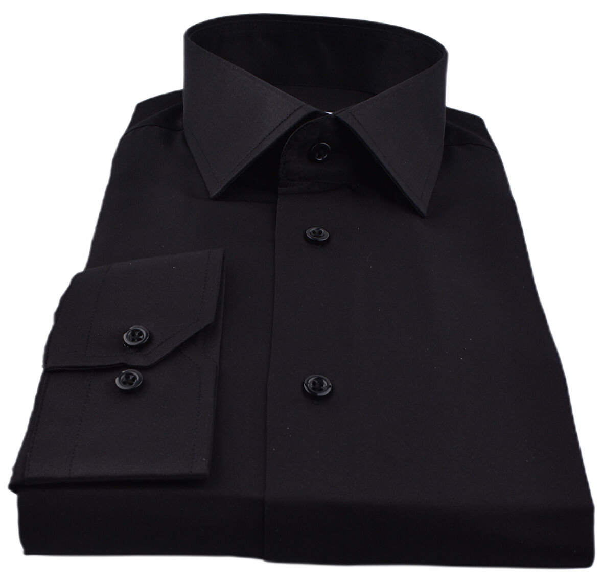 KML 09-MİCRO SATEN  SLİMFİT GÖMLEK/SİYAH/M