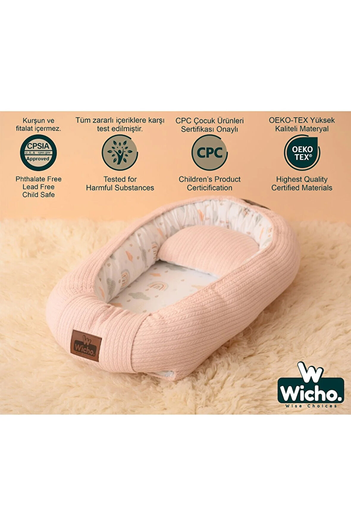 Jaju Premium Usa Cpsa/cpc Sertifikalı Babynest Kurşun/ftalat Içermez, Nefes Alabilir, %100 Pamuk