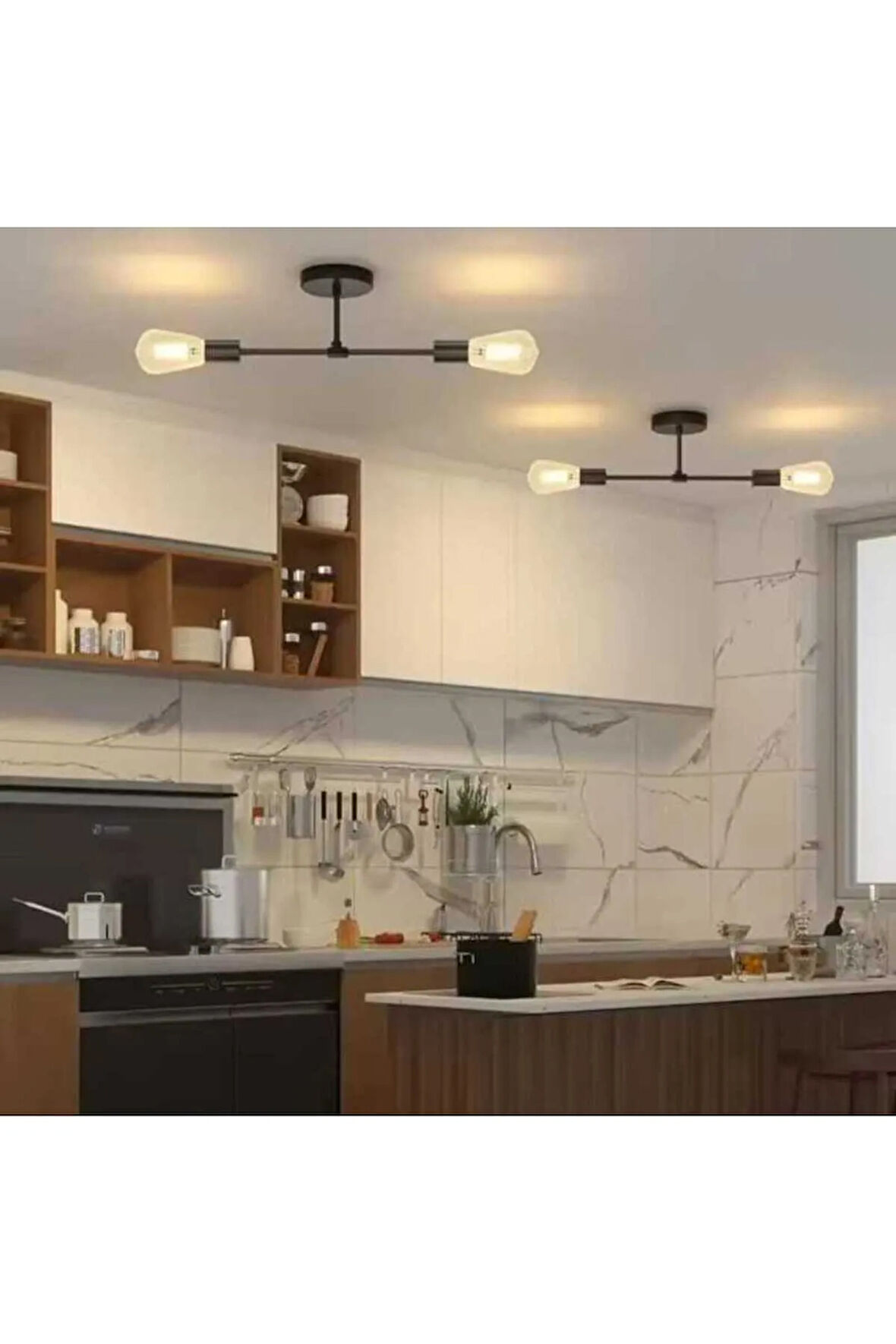 2 Adet Aplik Siyah Duvar Lambası Yatak Odası-Banyo İçin Modern Retro Aplik Avize