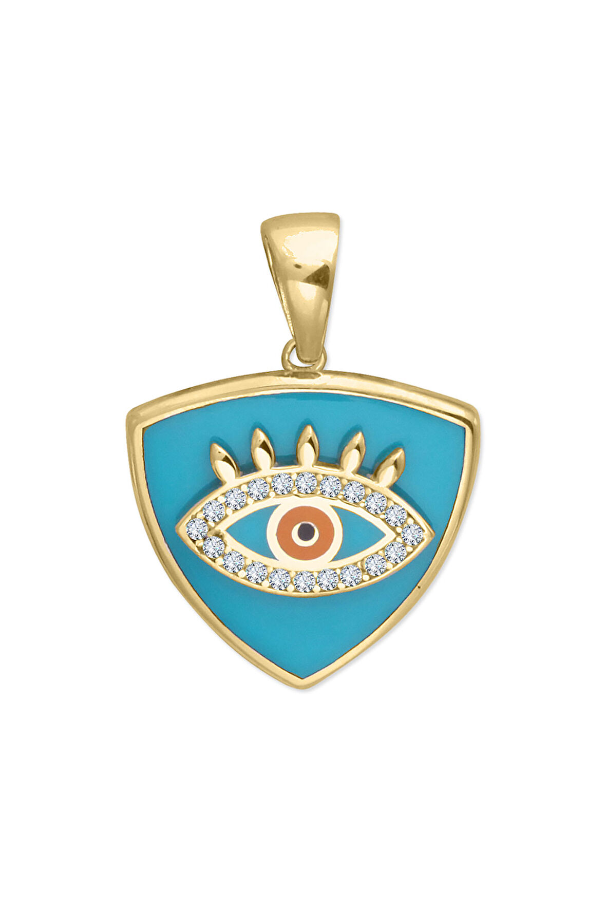 Mavi Mineli Üçgen Altın Göz Kolye Ucu