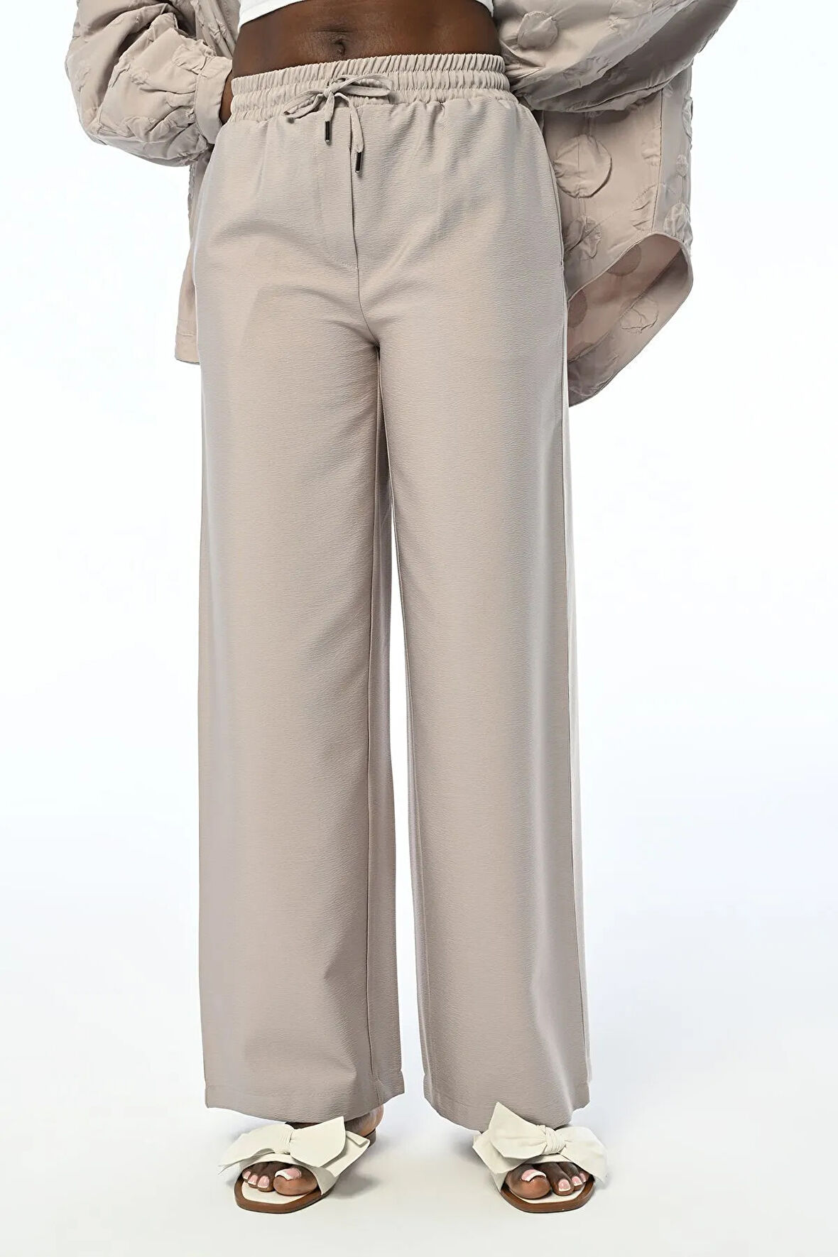 KADIN RAHAT KALIP BOL PAÇA BELİ LASTİKLİ PANTOLON