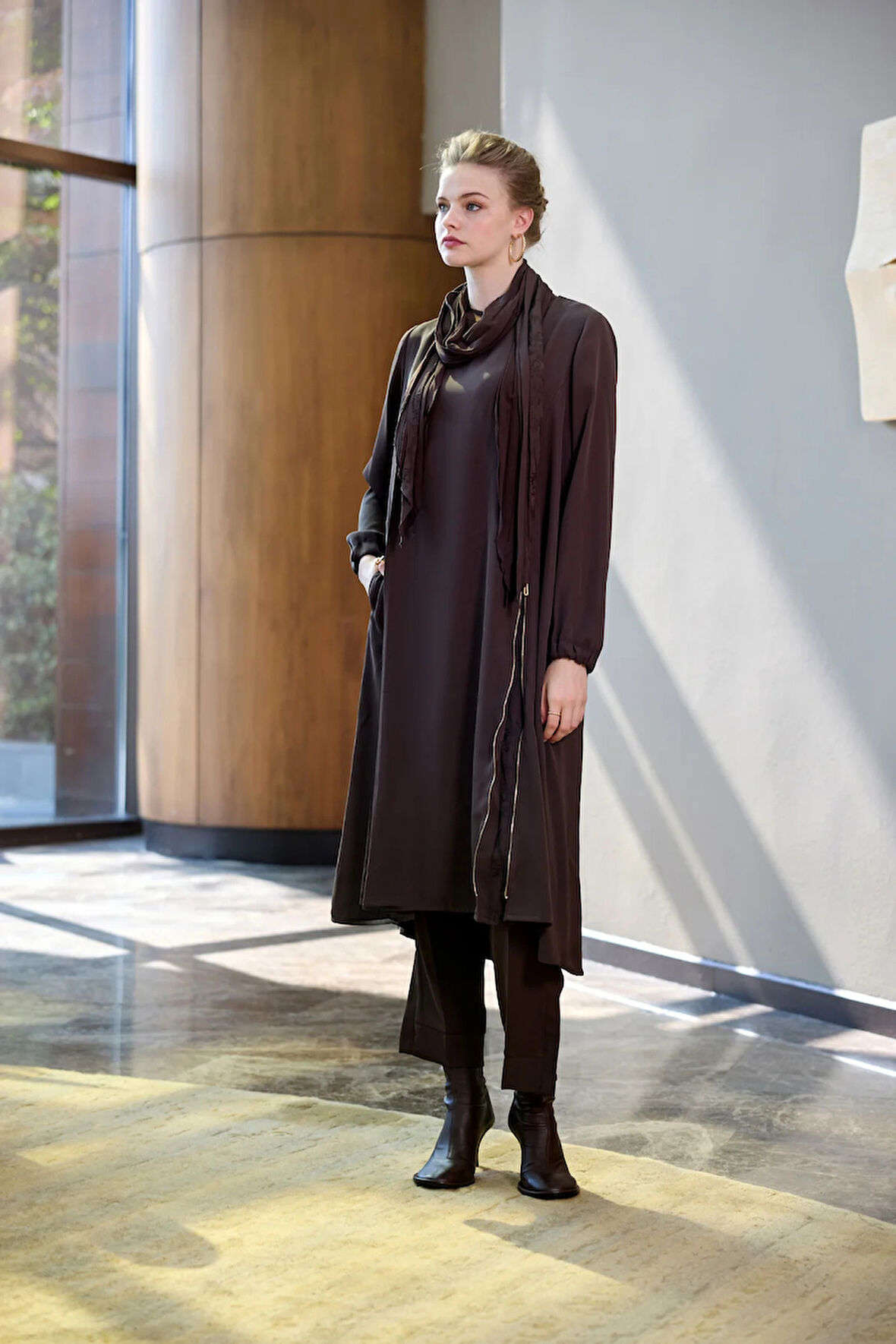 Misswhence Nakış Detaylı Tunik Takım 38028 kahve