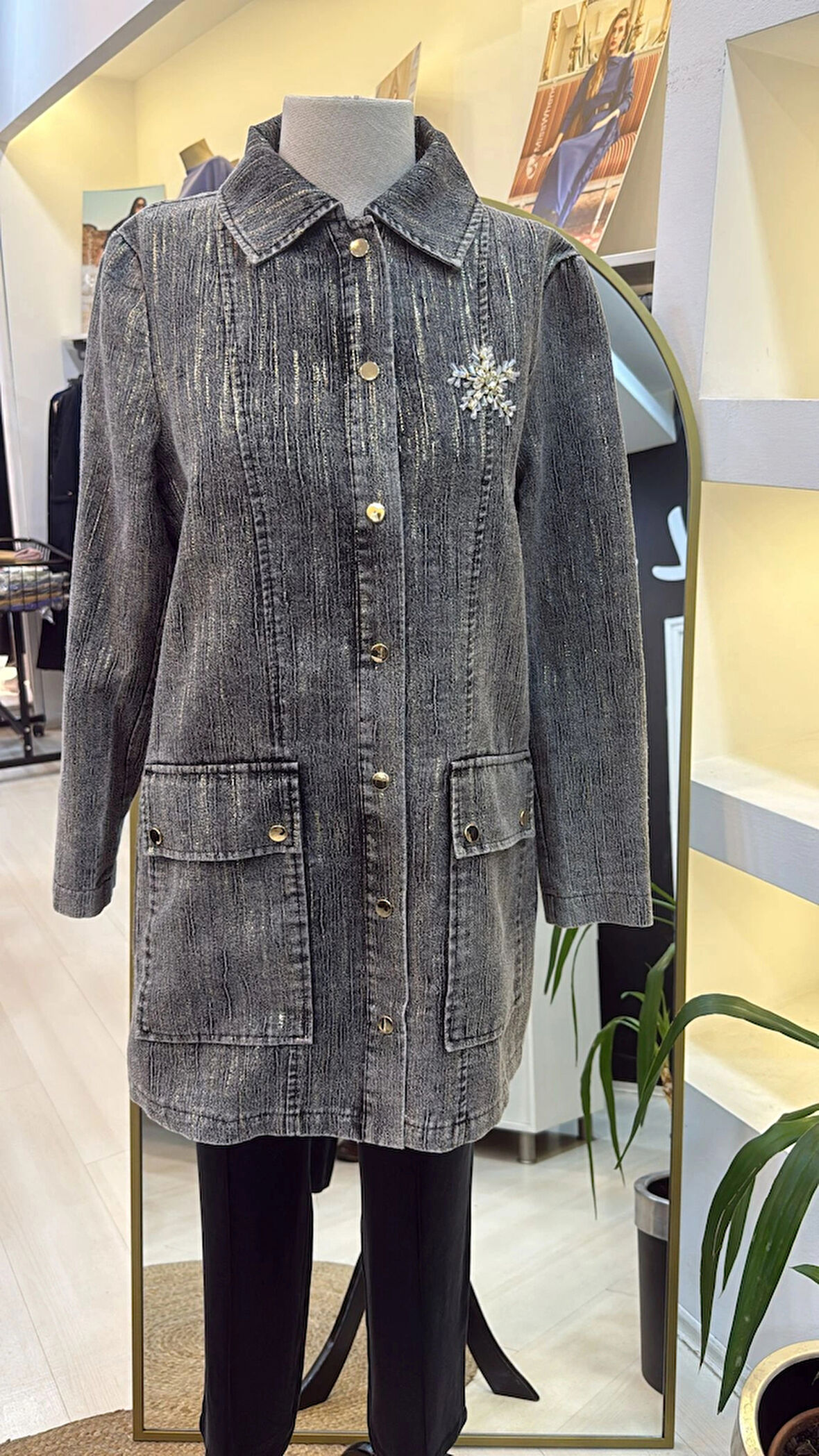 Nuss 6016 Tam Boy Düğmeli Kemer detayli kap SİYAH