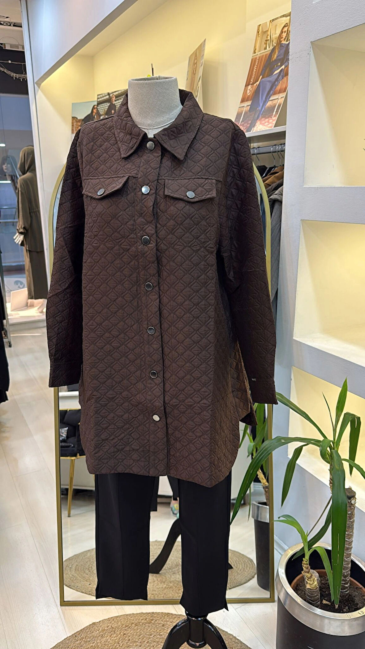 İnvee Kapitone kahve Ceket 6827