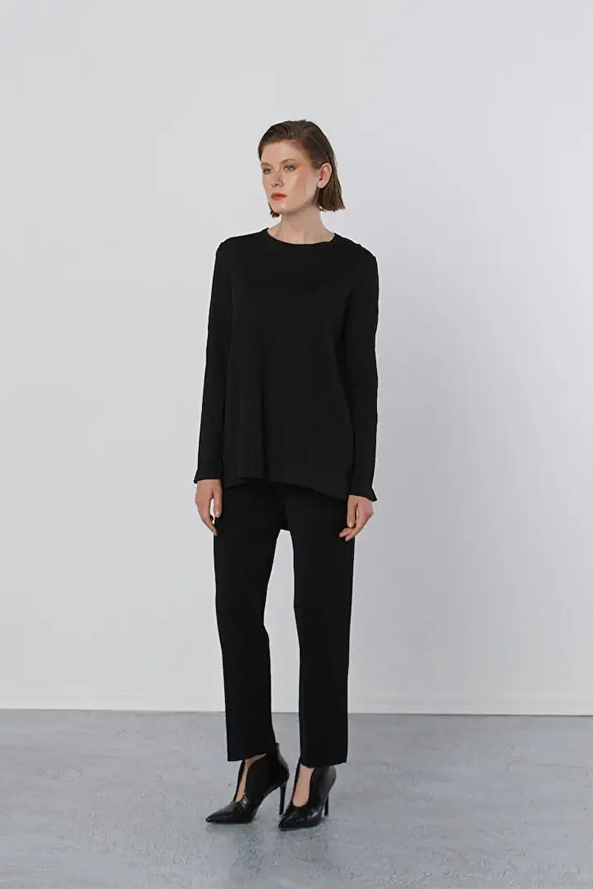 Nuss Basic Tunik  Ön Kısa Arka Uzun Tunik - 902 siyah