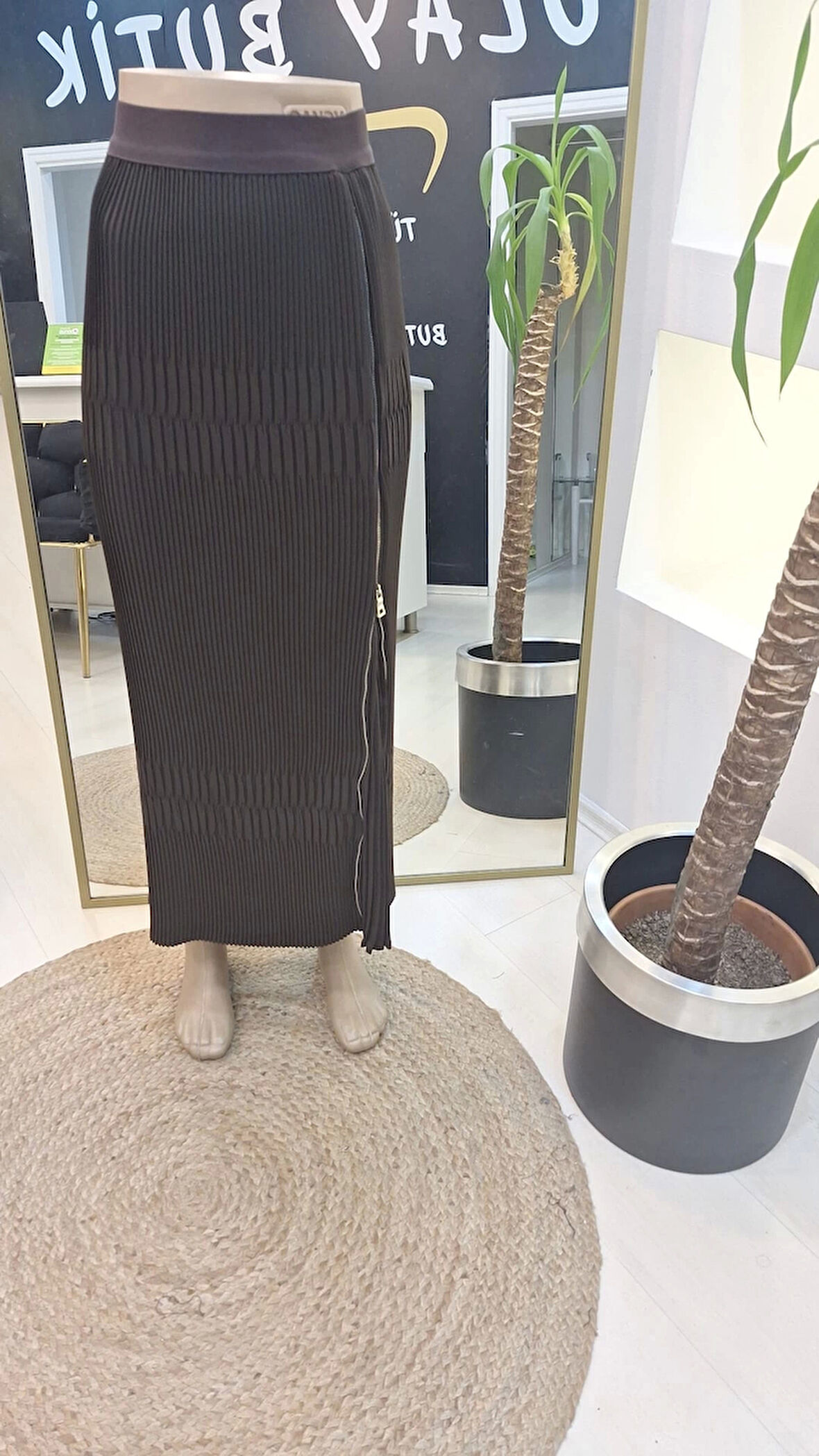 Misswhence Fermuarlı Plise Etek KAHVERENGİ 36921