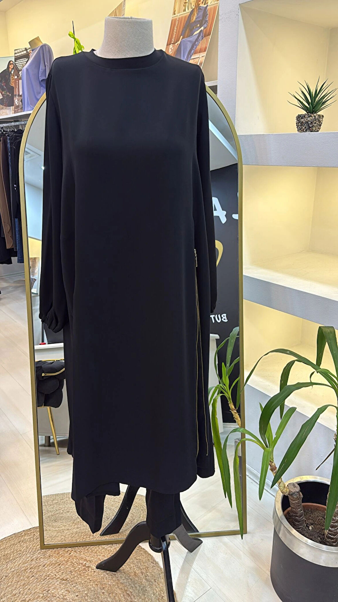 Misswhence Nakış Detaylı Tunik Takım 38028 siyah