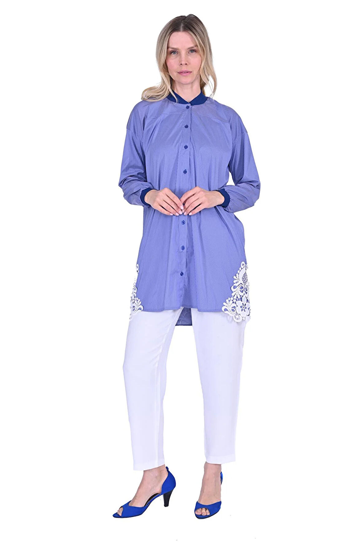 İNVEE GÖMLEK KUPUR DETAYLİ LACİVERT 6978