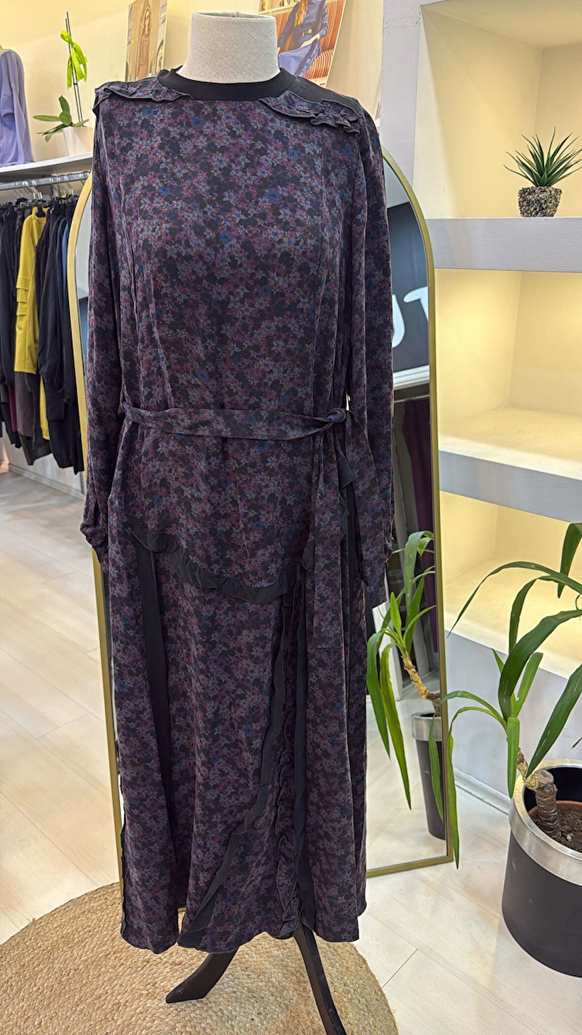 Misswhence Desenli Cupro Elbise 38829 Lİla
