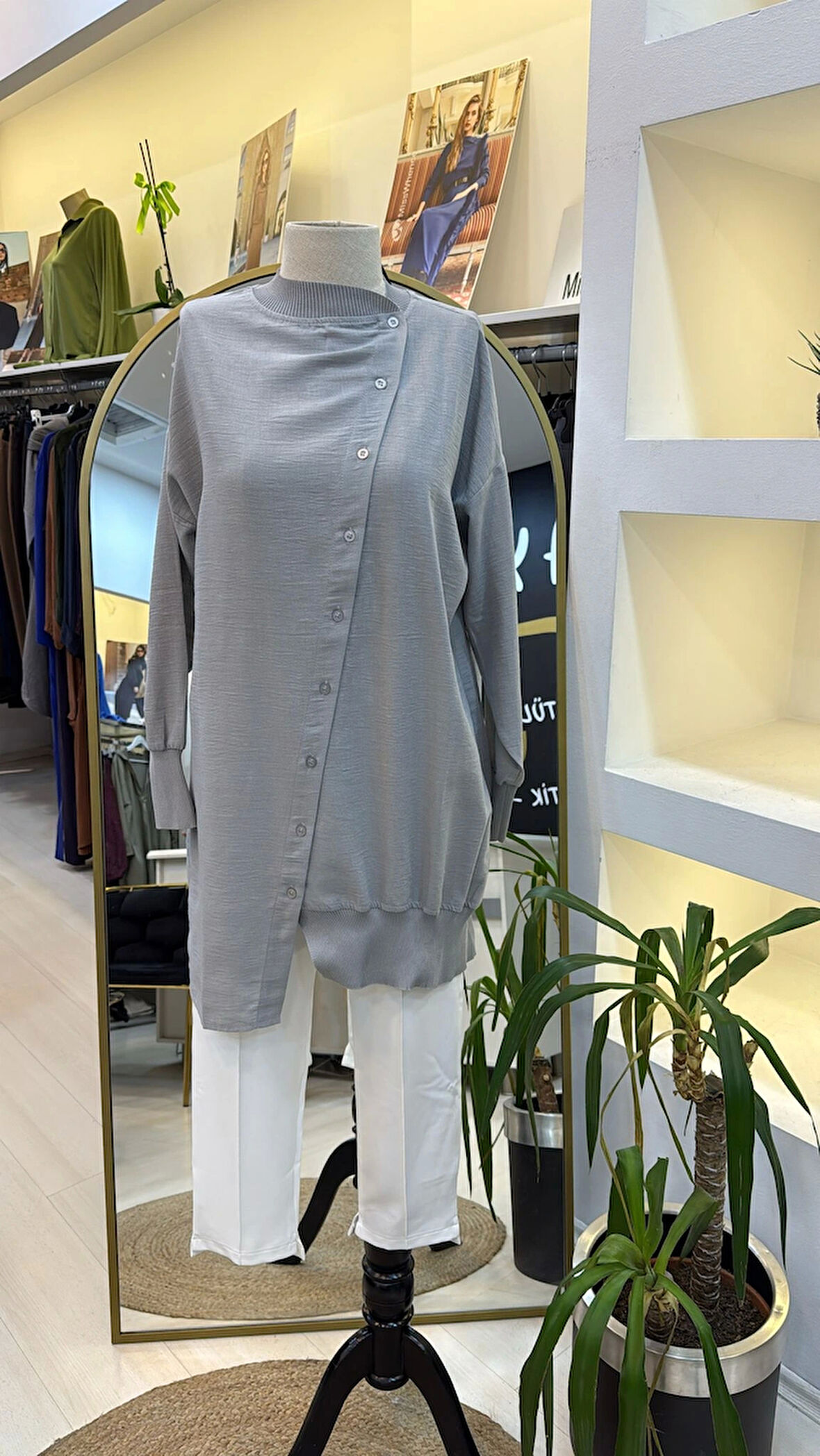 İnvee Asimetrik Kesim Tunik GRİ 6122