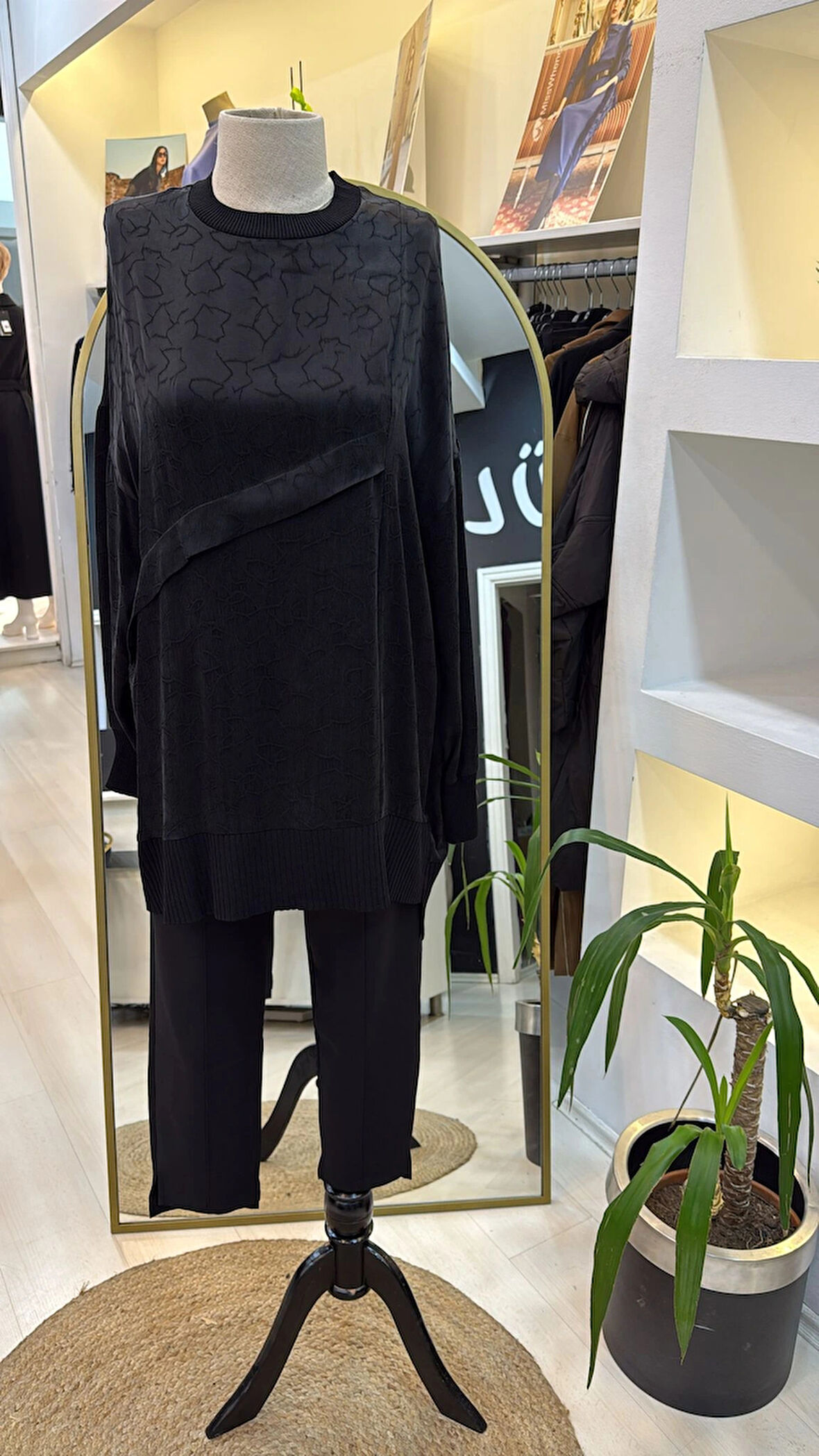 Nuss siyah 3003 İpek Tunik