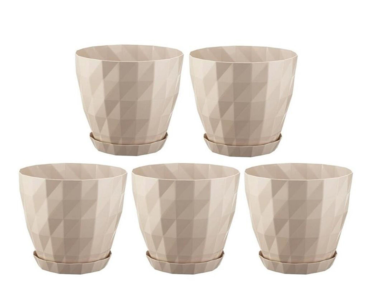 Omnipazar SO-KRT5 Dekoratif Kristal Saksı Takımı 6 lt Kirli Beyaz 5 Adet