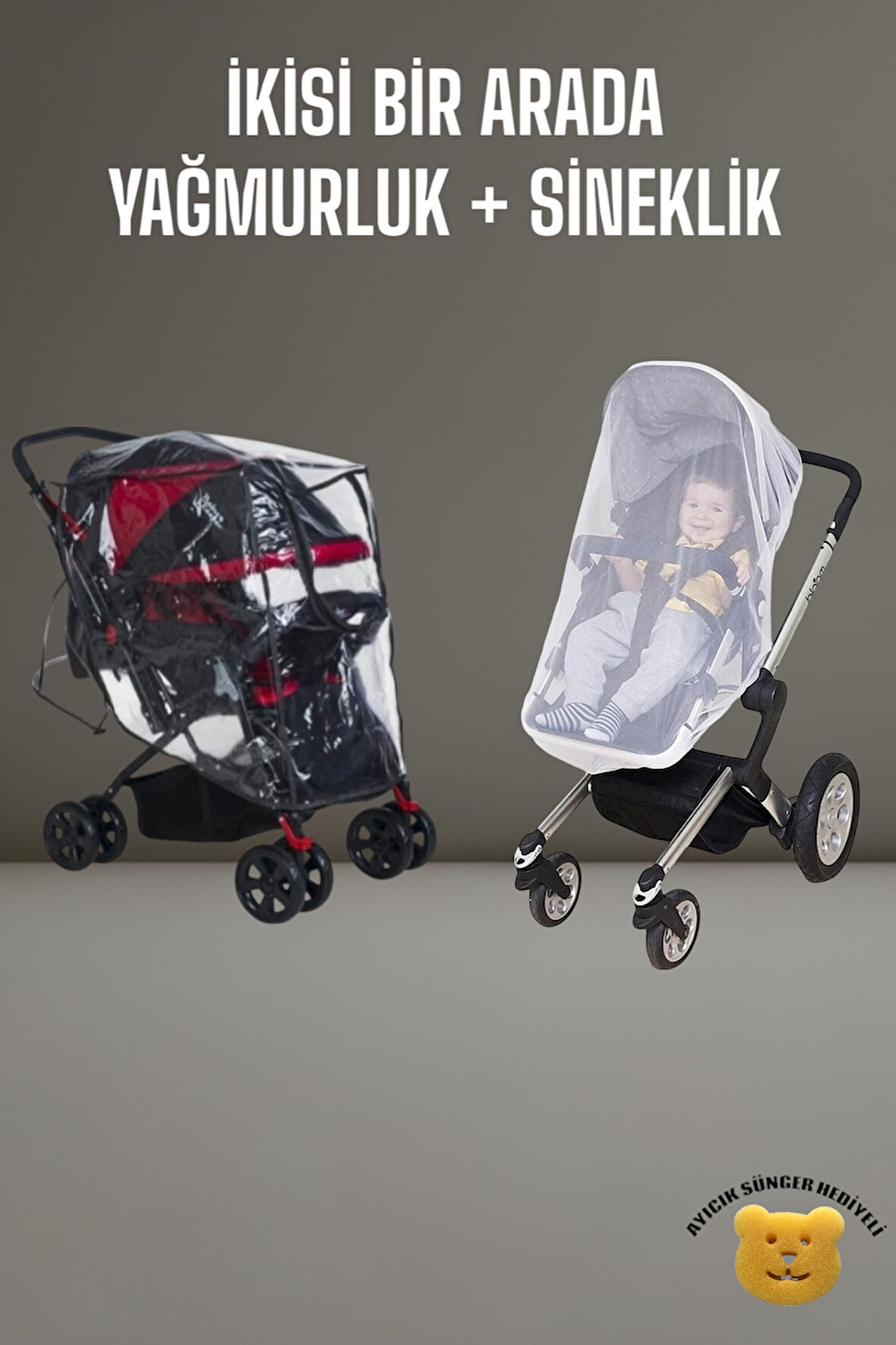 Tois Baby Lastikli Bebek Arabası Yağmurluğu / Puset Sinekliği Tüm Bebek Arabalarına Uyumludur