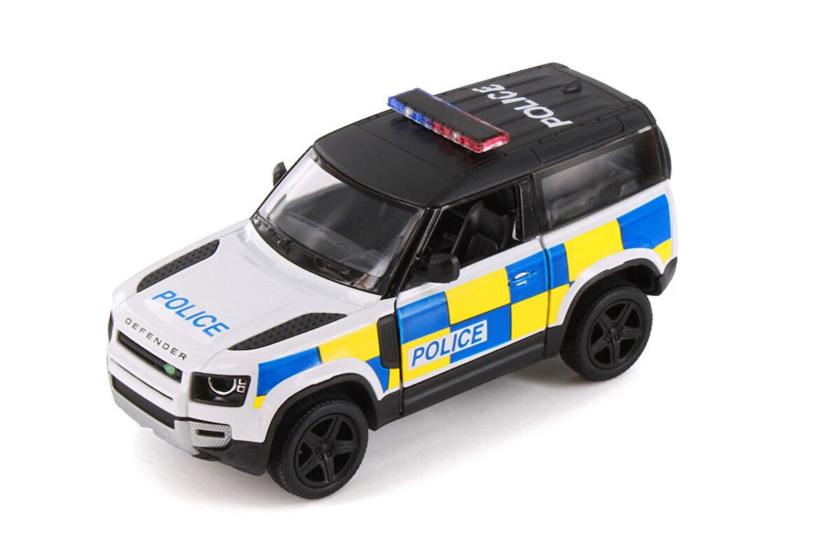 Kinsmart Land Rover Defender Polis Aracı Diecast Model Araba Çek Bırak Özellikli Lisanslı Ürün