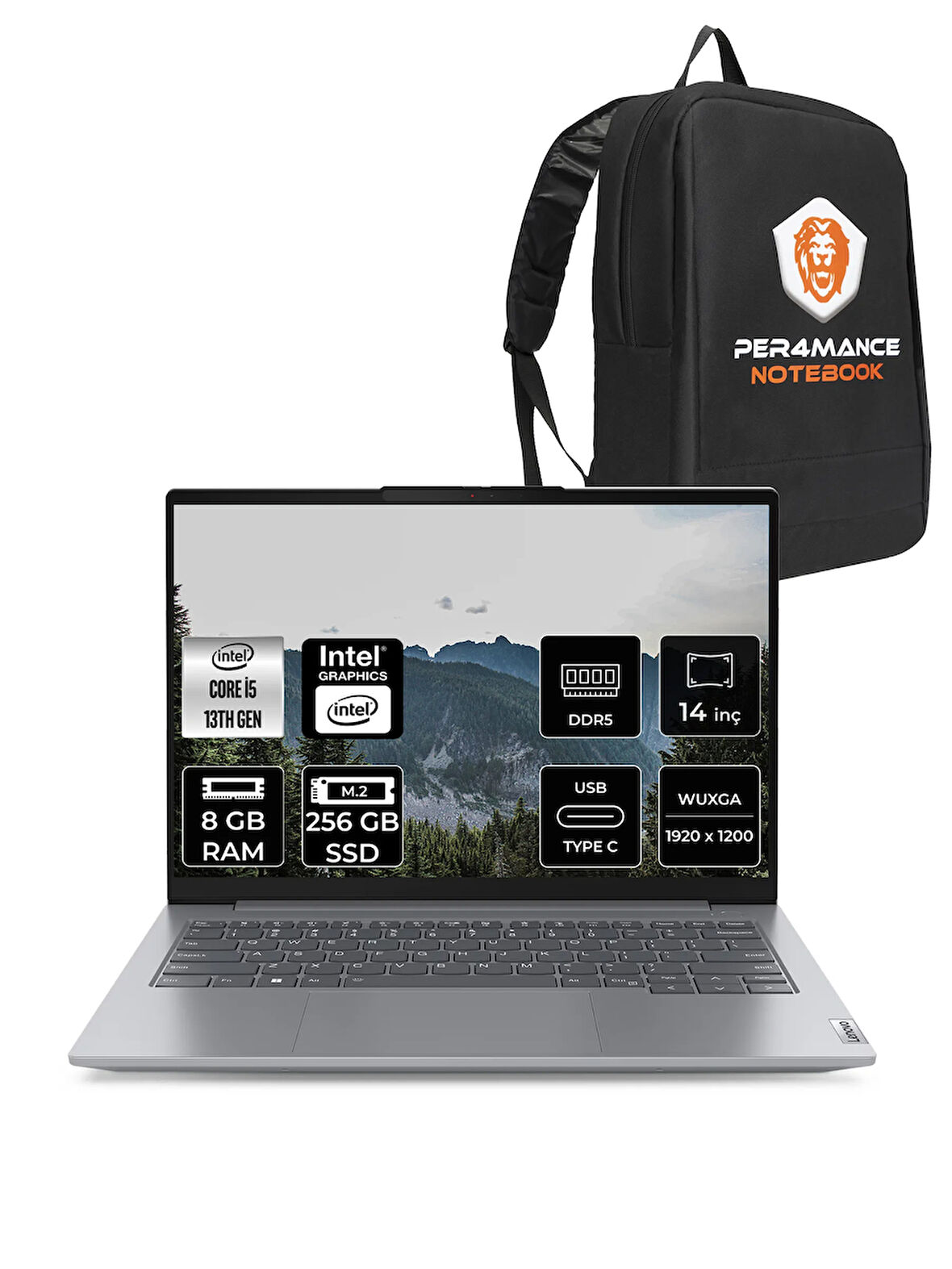 Lenovo ThinkBook 14 G6 i5 13420H 8GB DDR5 256GB SSD 14'' FHD+ FDOS Dizüstü Bilgisayar & PER4 ÇANTA