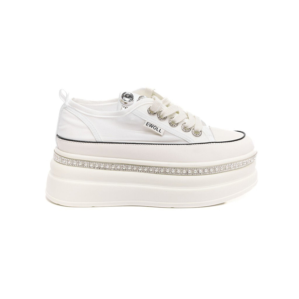 Yüksek Taban Bağcıklı Fileli Günlük Kadın Sneaker