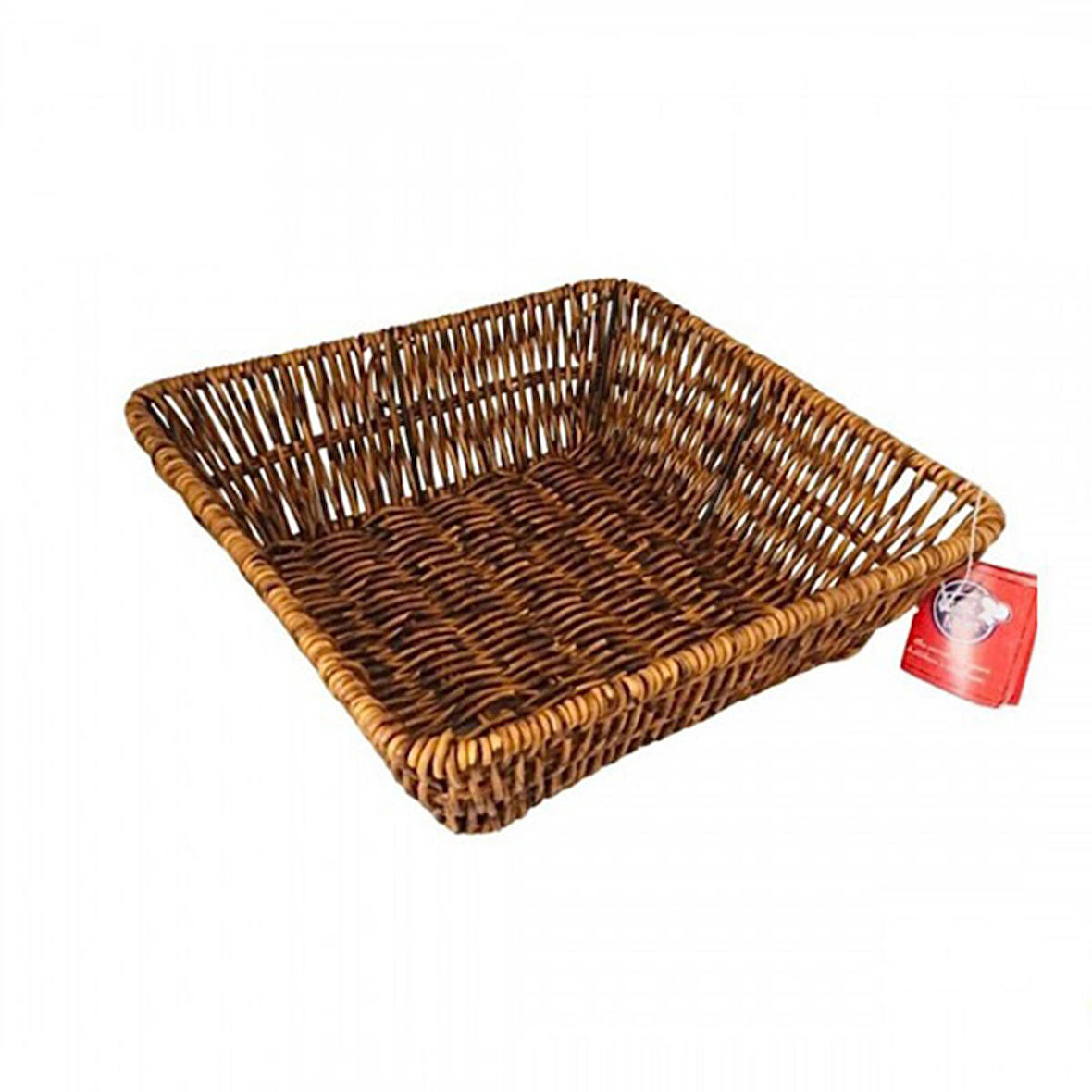 Hasır Kare Sepet Rattan Ekmek Sepeti - Meyve Sepeti 22cm x 7cm