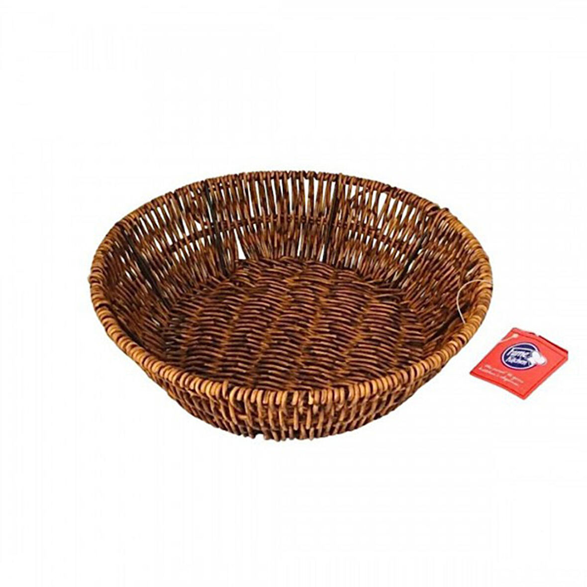 Hasır Yuvarlak Sepet Rattan Ekmek Sepeti - Meyve Sepeti 24cm x 7cm