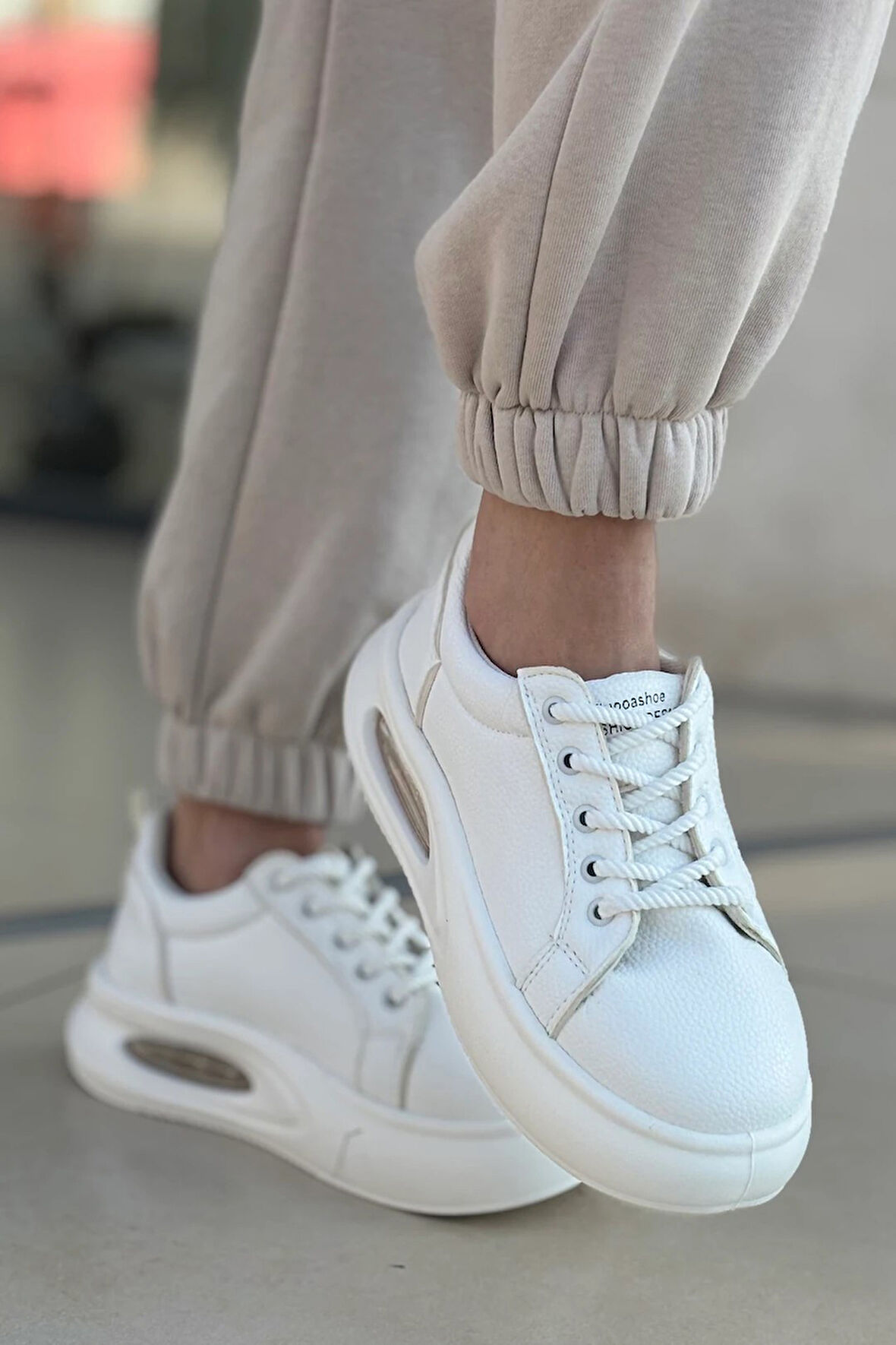 Günlük Kadın Sneaker Örgü Bağcıklı Hafif Kalın Yüksek Balon Taban Yürüyüş Spor Ayakkabı 5750