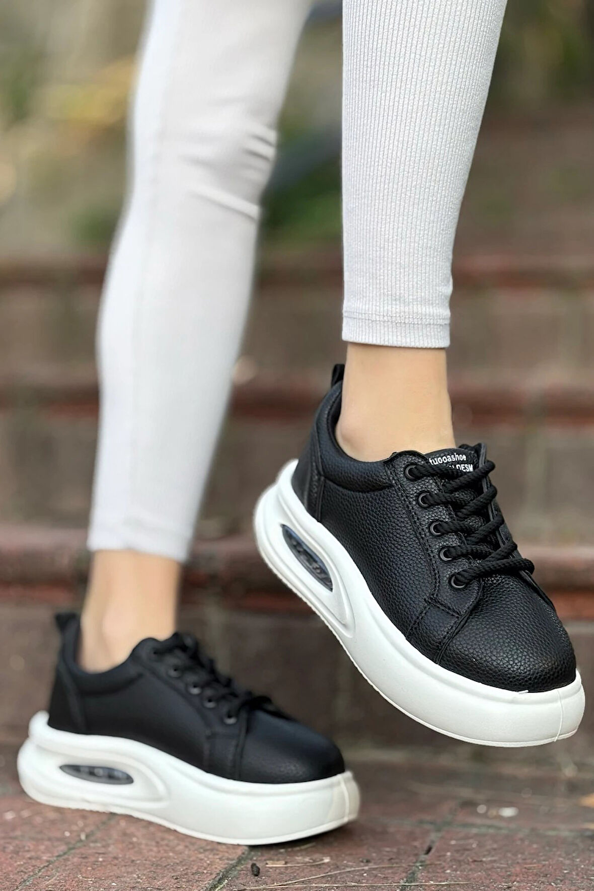 Günlük Kadın Sneaker Örgü Bağcıklı Hafif Kalın Yüksek Balon Taban Yürüyüş Spor Ayakkabı 5750