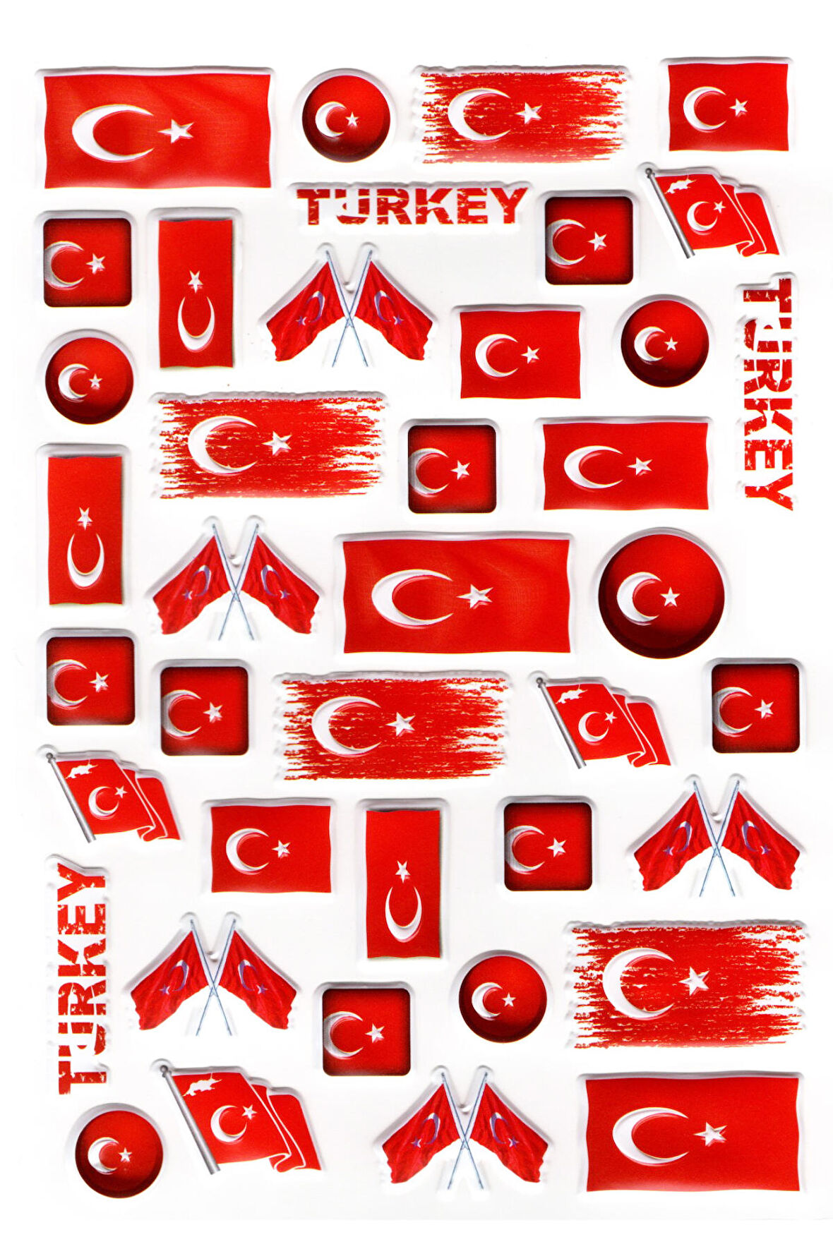 Sticker Kabartmalı A4 Boyutunda Stiker Defter, Planlayıcı Etiket, -(lim086) - Türk Bayrağı Şekilli