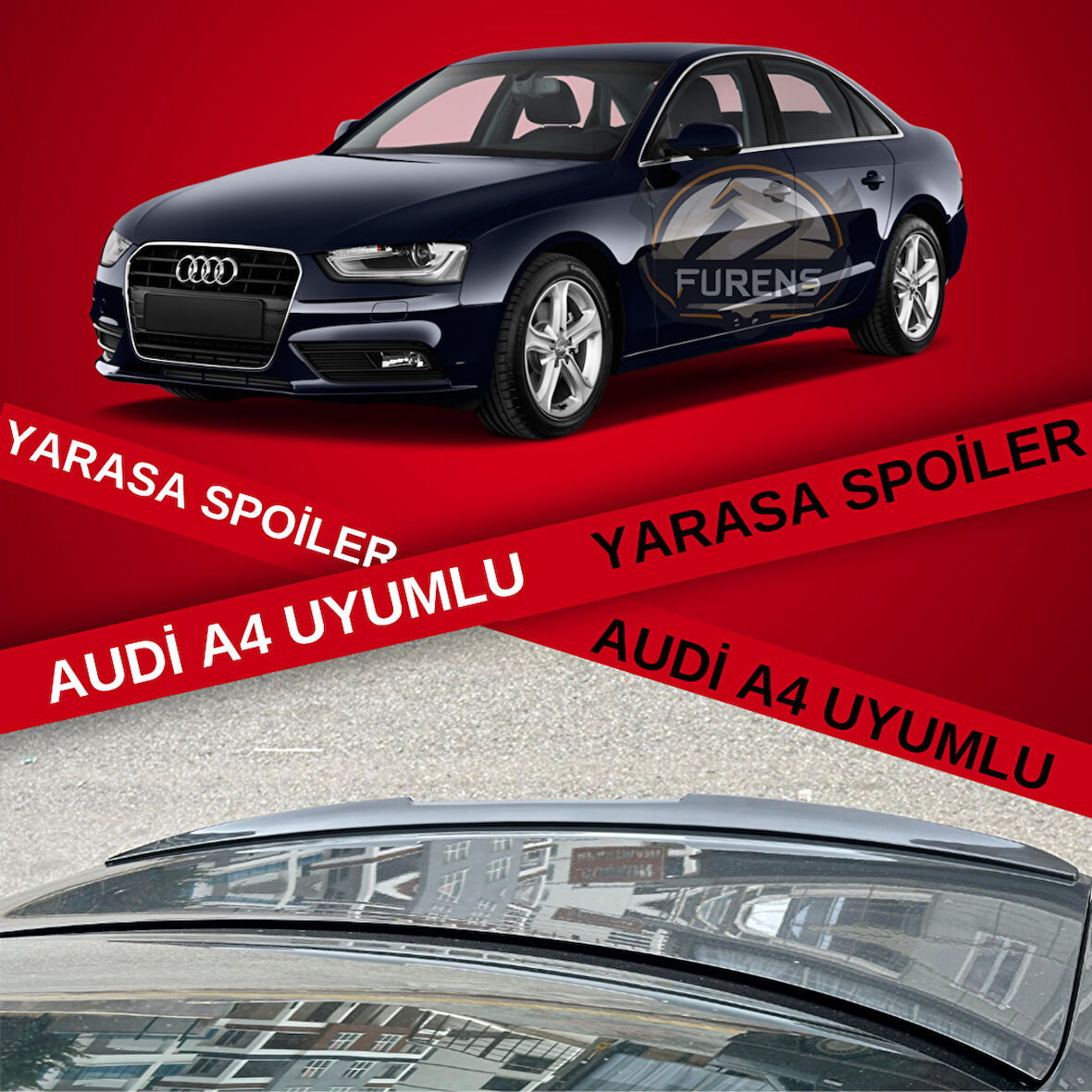 Audi A4 Bagaj Üstü Black Piano Yarasa Spoiler Bagaj Çıtası