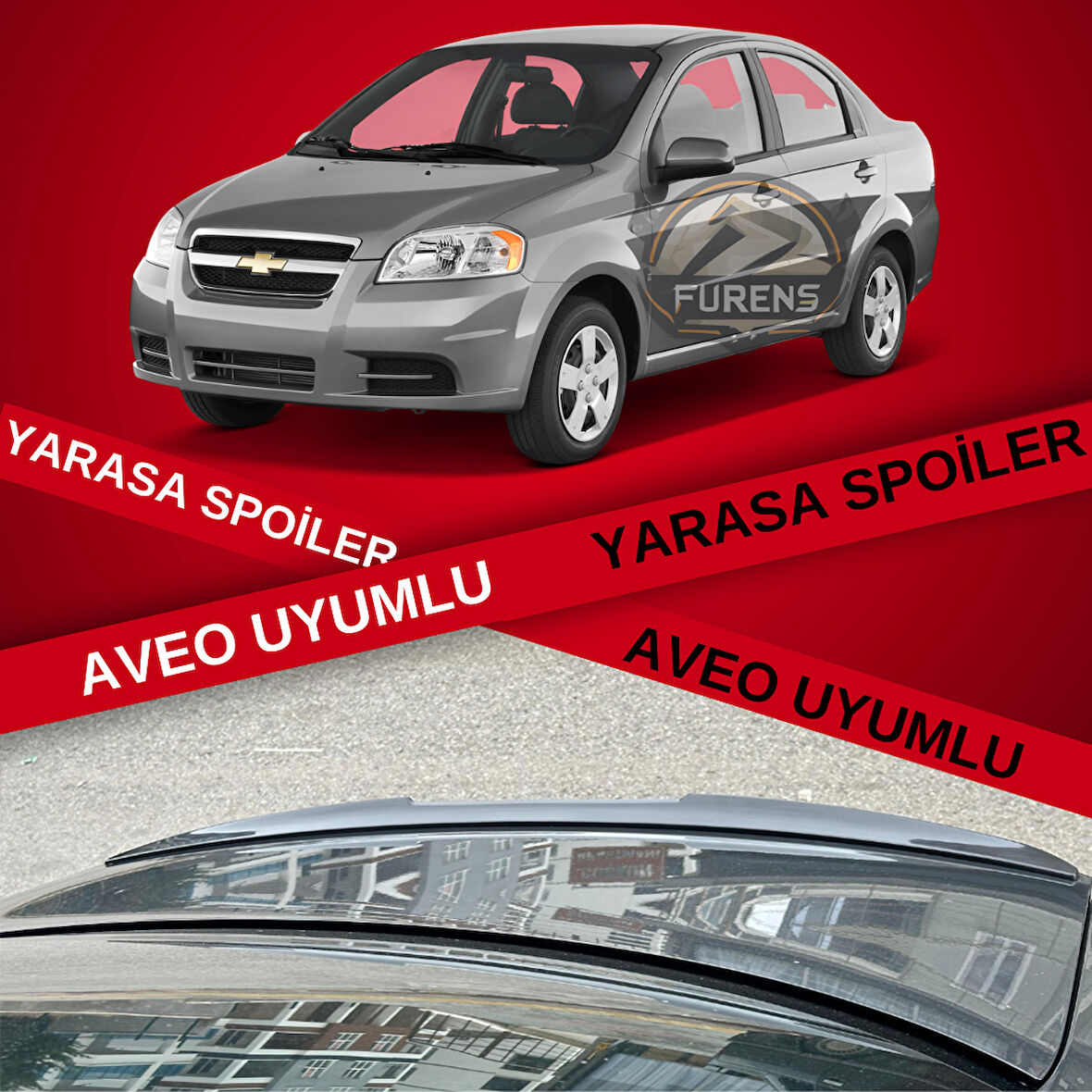 Chevrolet Aveo Bagaj Üstü Slim Yarasa Spoiler Piano Black Parlak Siyah