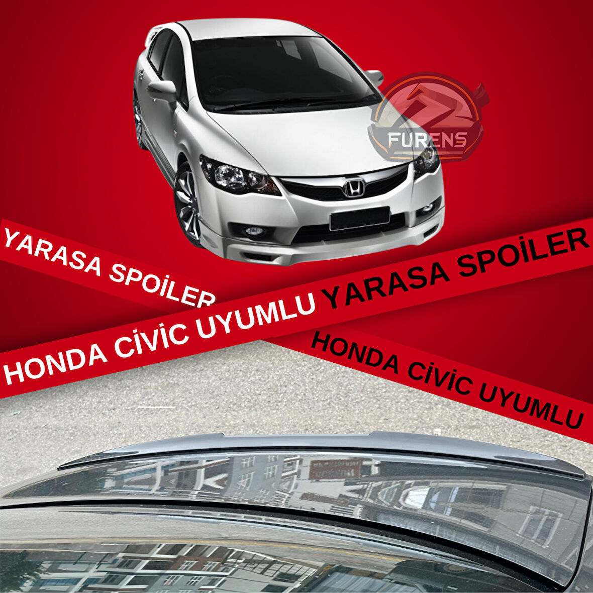 Honda Civic Fd6 Bagaj Üstü Black Piano Yarasa Spoiler Bagaj Çıtası