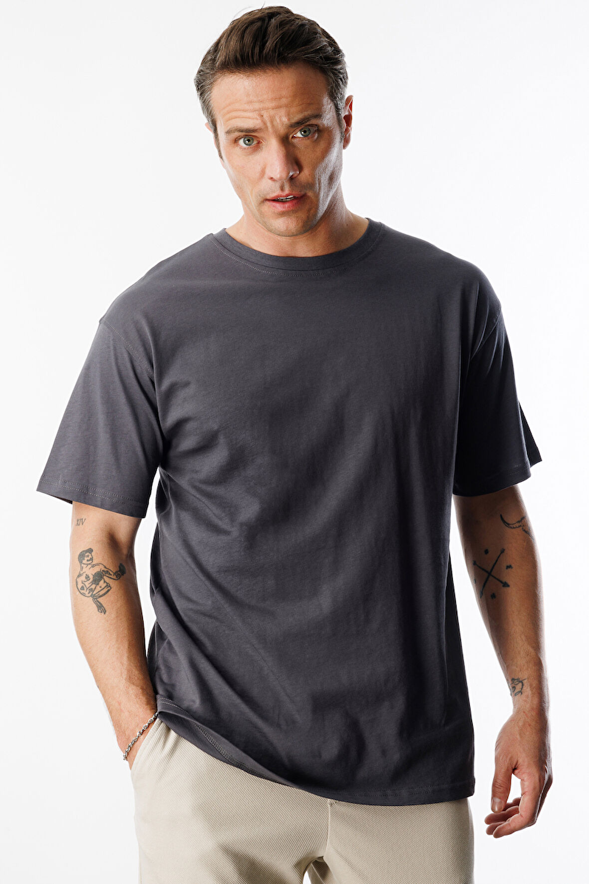  Erkek Oversize Fit %100 Organik Pamuk Bisiklet Yaka Tişört OVERSIZE-ERKEK-T-SHIRT