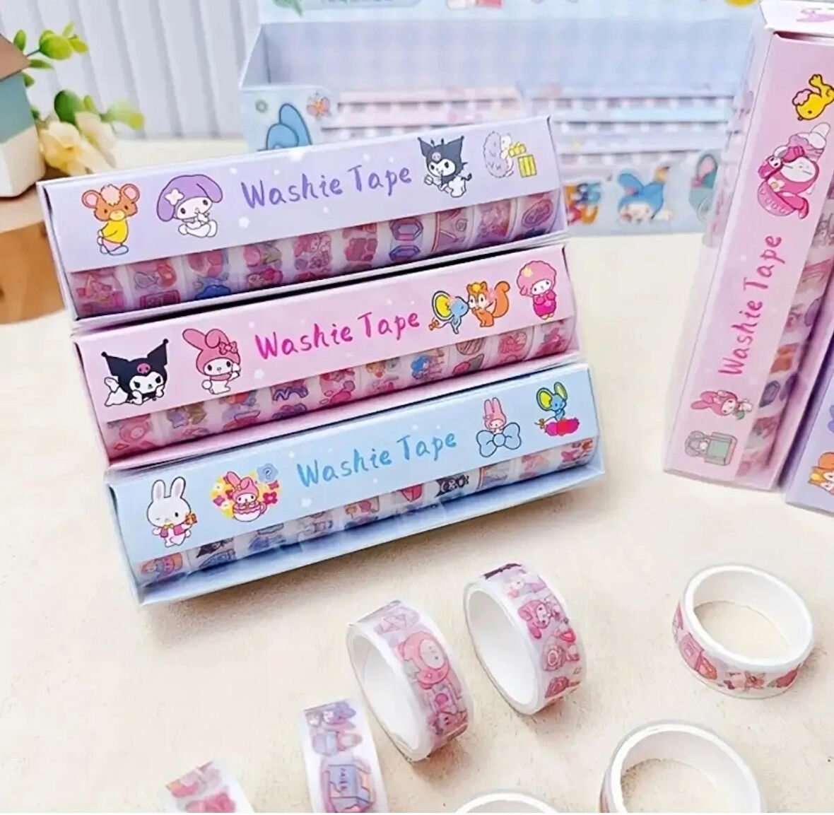 10'lu My Melody Washie Tape Etiket,sticker (WASHİ BANT)