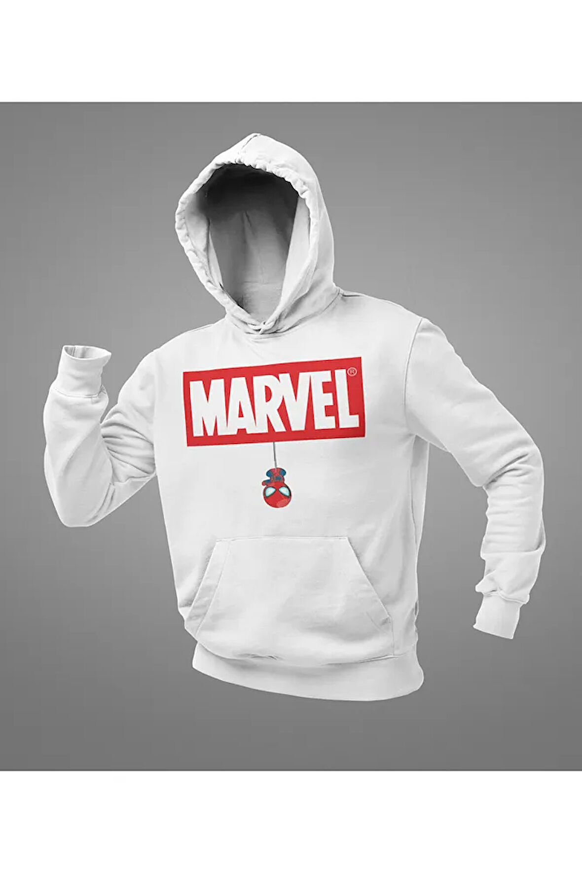 Tasarım Marvel Baskılı Unisex Oversize Hoodie
