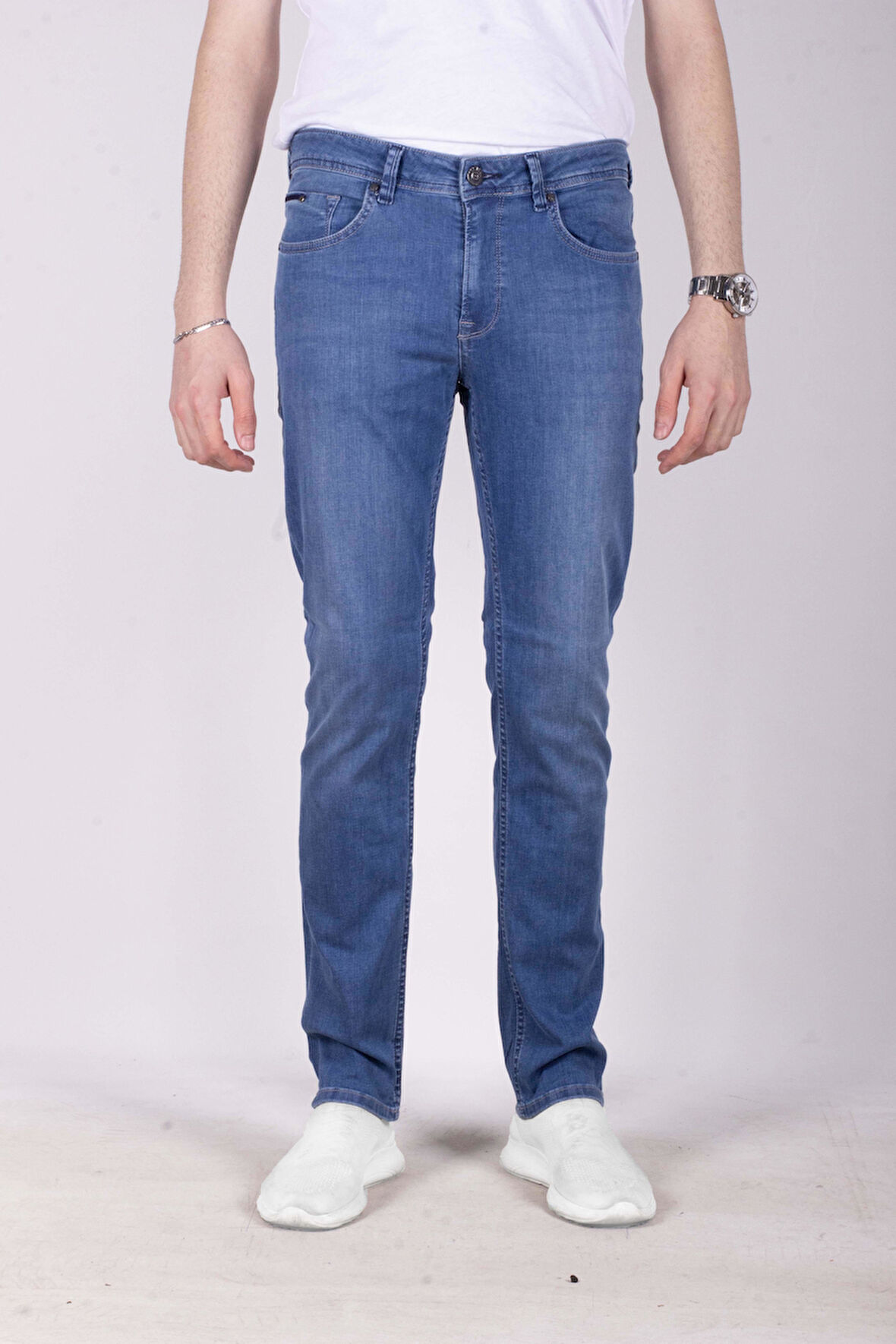 Erkek Kot Pantolon Slim Fit Mavi Düz Paça 5 Cepli Jean NCS JEANS 2249 6142