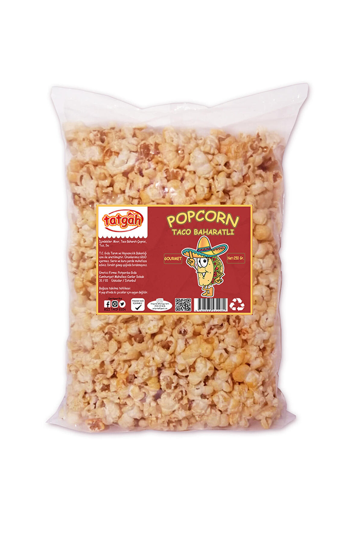 Hazır Taco Baharatlı Patlamış Mısır / Popcorn 200 gr.