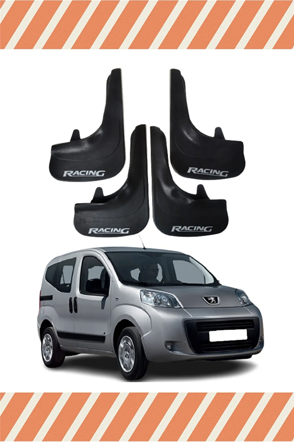 Peugeot Bipper Tepee Racing yazılı 4’lü tozluk çamurluk paçalık