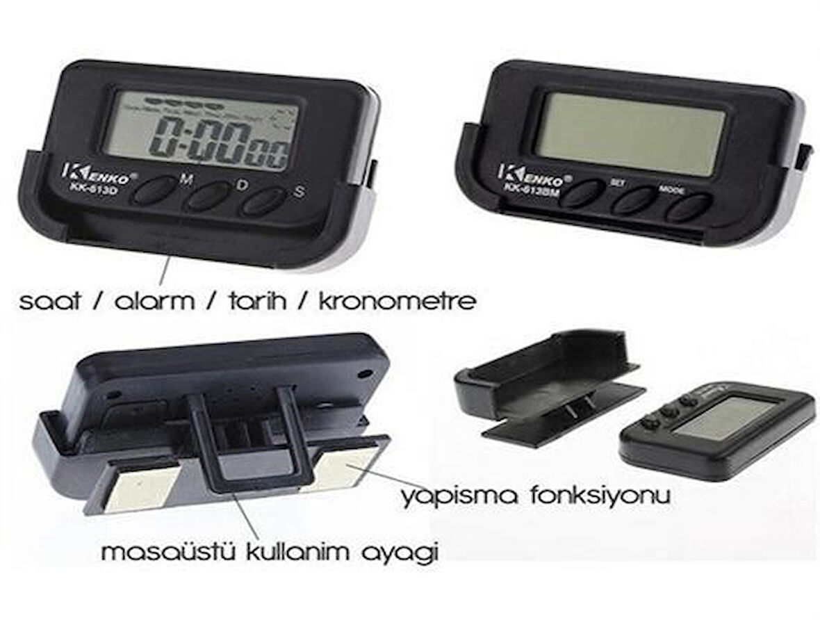 CT-STONES® Ev ve Araç Tipi Dijital Saat Kronometreli Alarmlı Pilli Saat